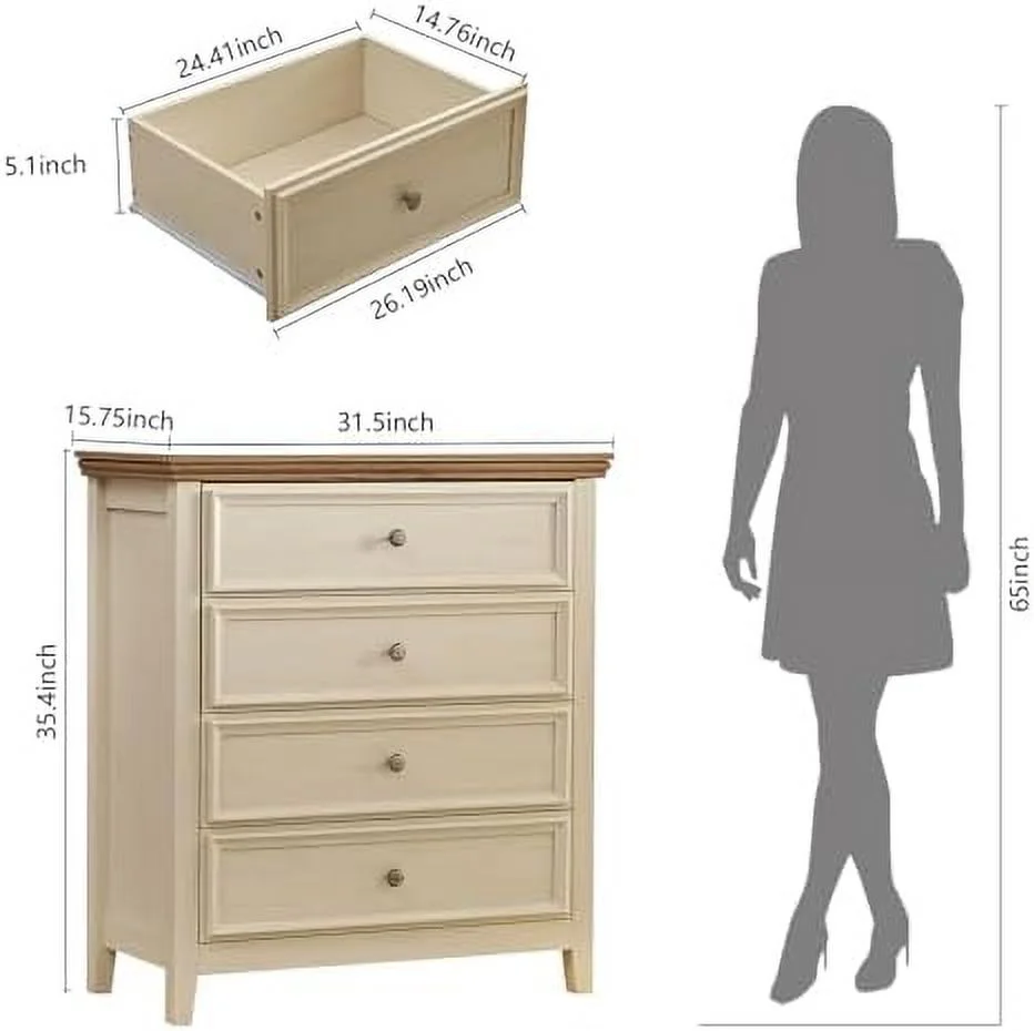 GEROBOOM Bedroom Dresser  6 Chest Drawer Dresser for Bedroom  Large Capacity Nightstand  Modern Wood Cabinet for Bedroom  Living Room  Closets  Hallway (Beige)