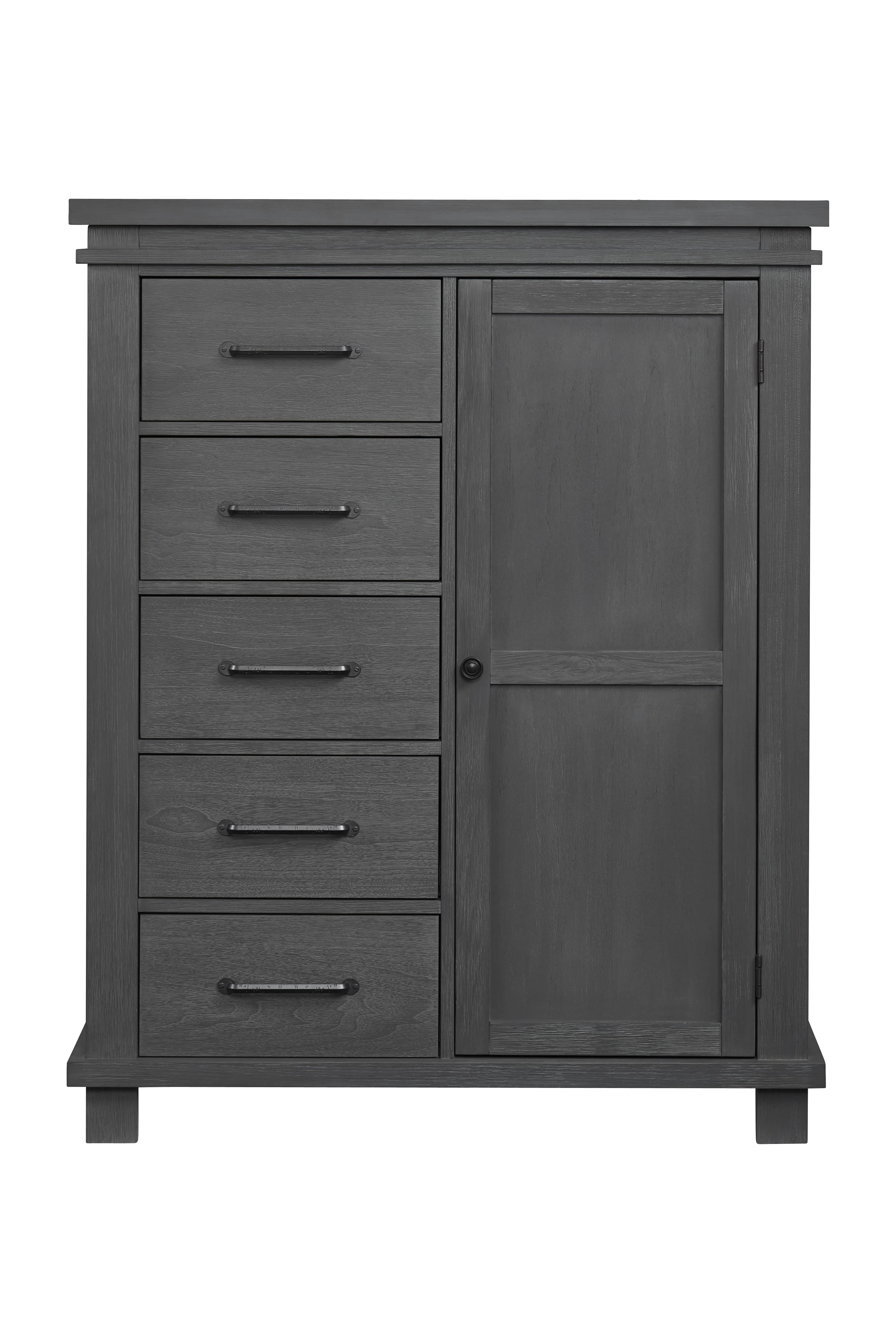 Soho Baby 43045210 Hampton Premium Soft Closing 5-Drawer Chifferobe with Adjustable Shelves and Hanging Rod, Wire Brush Canyon Gray Finish
