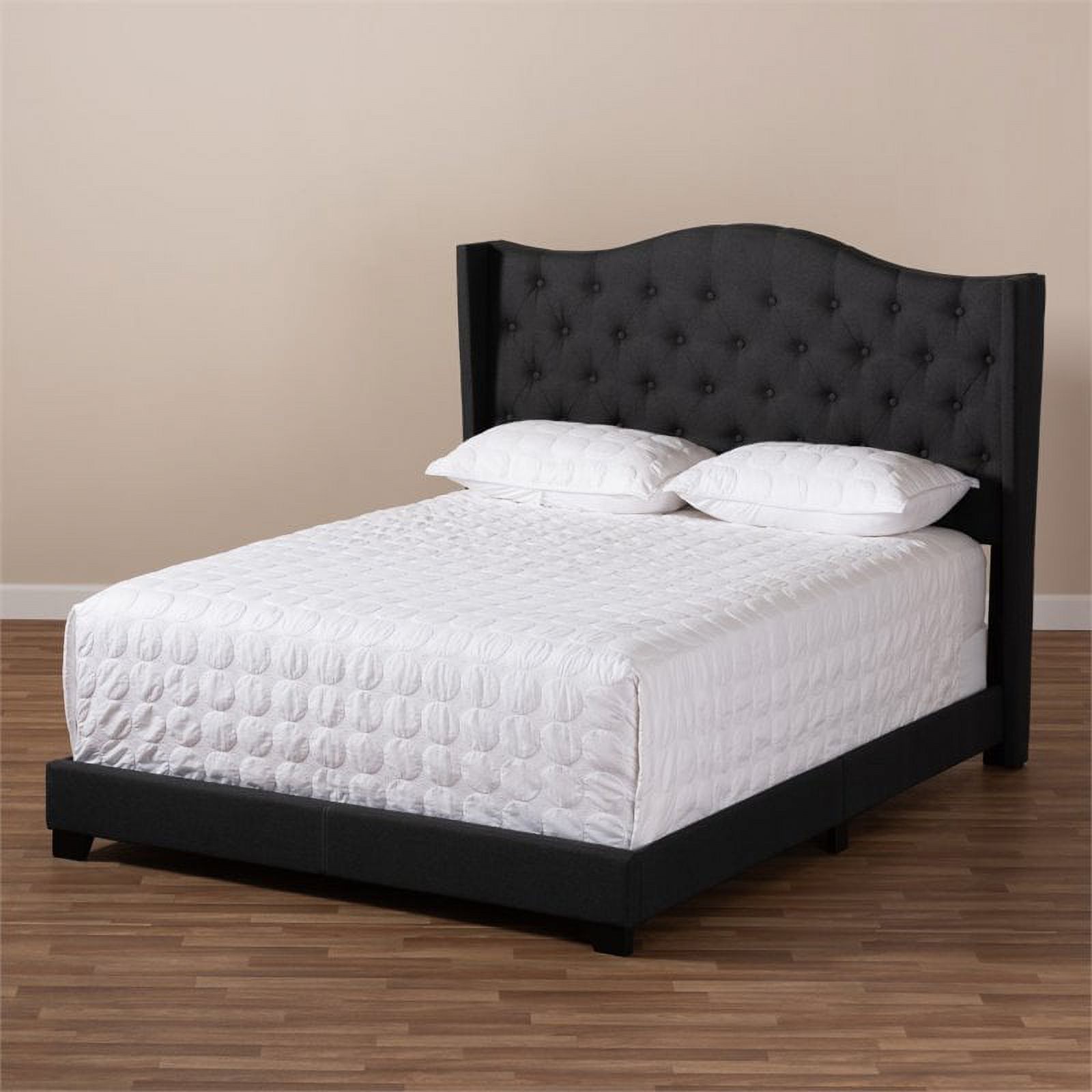 Bowery Hill Fabric Tufted Full Bed in Charcoal Grey