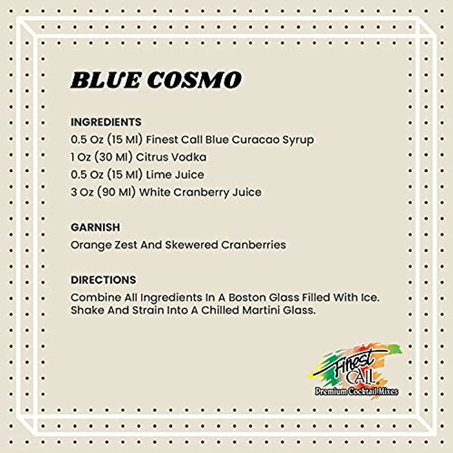 Finest Call Premium Blue Curacao Drink Mix, 1 Liter Bottle (33.8 Fl Oz), Pack Of 6