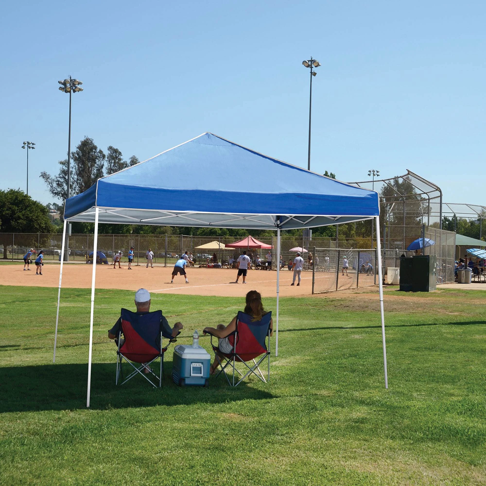 Z-Shade 10x10 Foot Everest Pop Up Shade Canopy w/ Taffeta Attachment, Blue