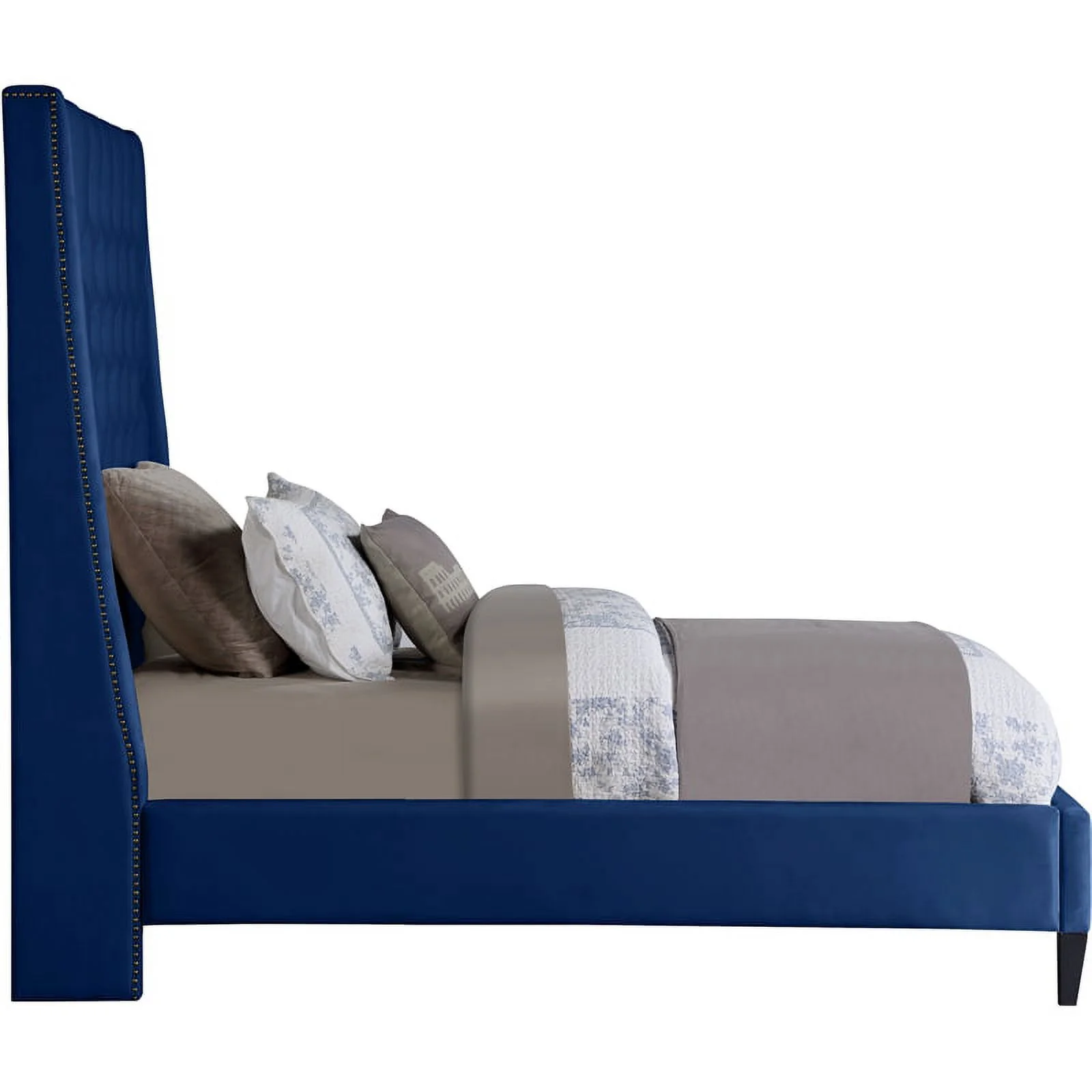 Meridian Furniture Fritz Navy Velvet Twin Bed