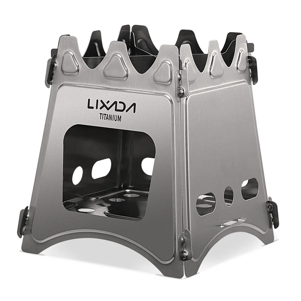 Lixada Compact Folding Titanium Wood  for  Camping Cooking Picnic