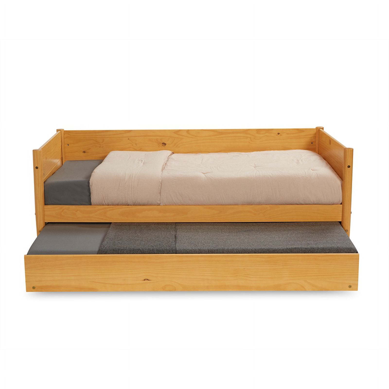 Pemberly Row Solid Wood Twin Daybed and Trundle Set in Scandinavian Oak