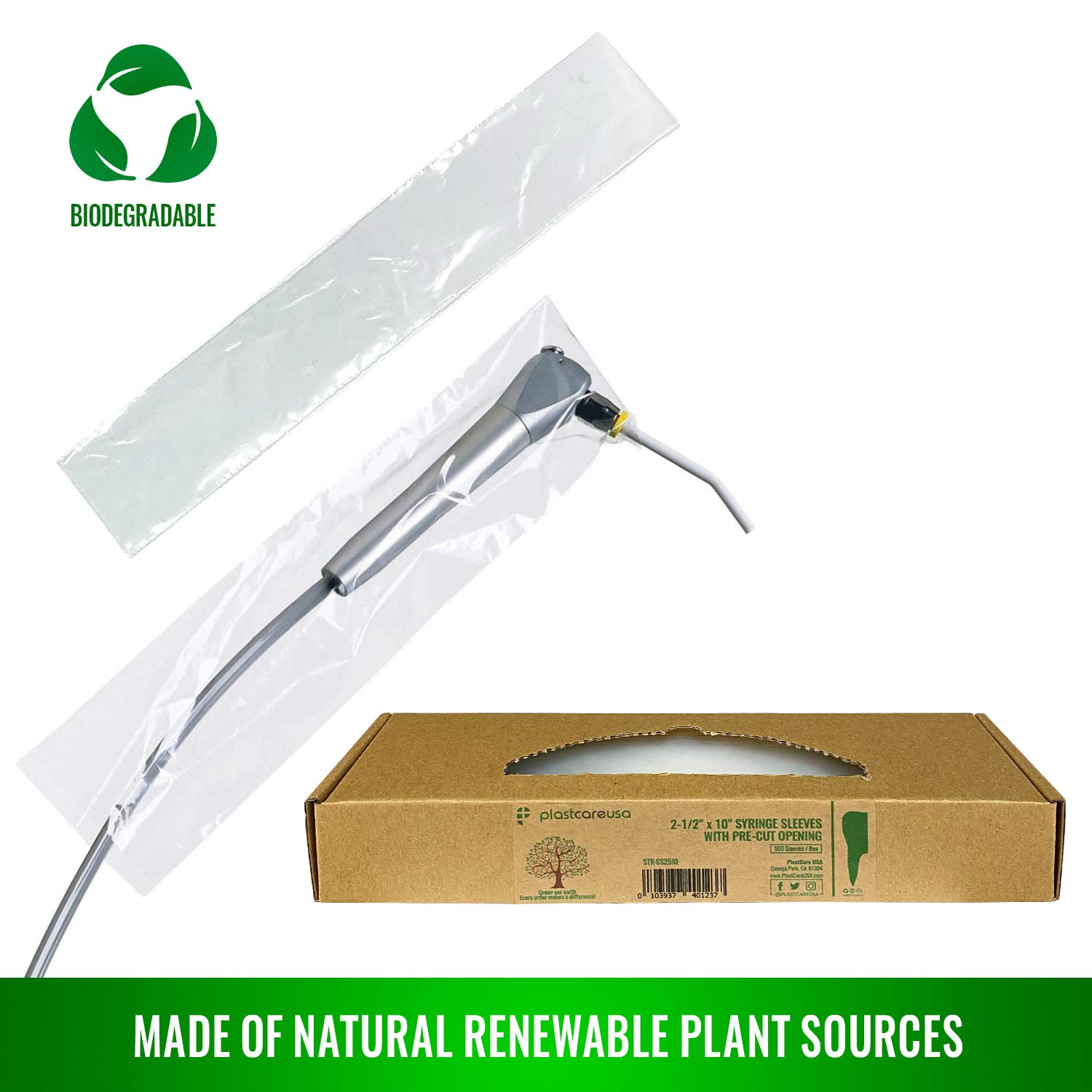 Biodegradable Disposable Plastic Dental Curing Syringe Cover Barrier Sleeves with Pre Cut Opening (2 1/2