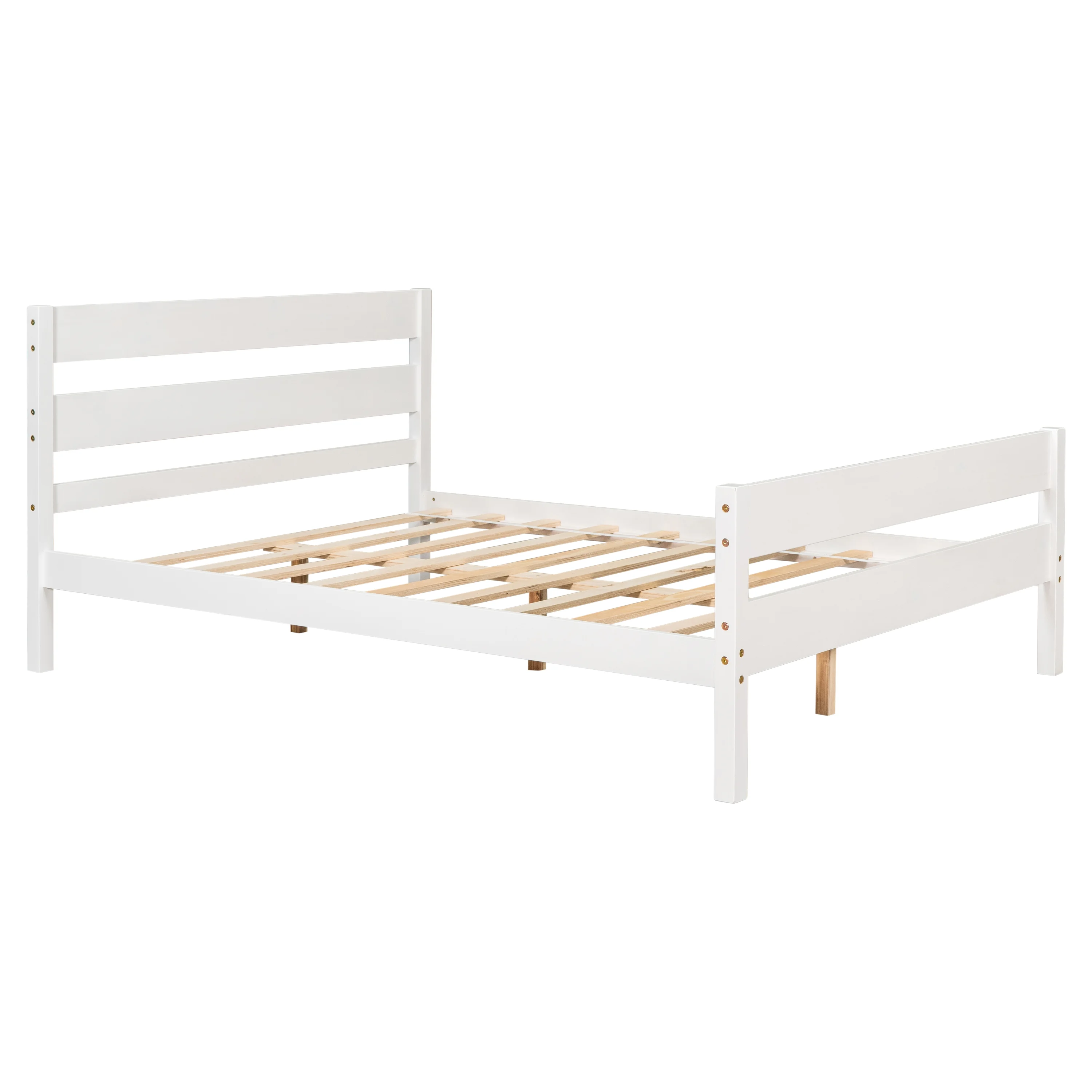 CoSoTower Full Bed With Headboard And Footboard, White