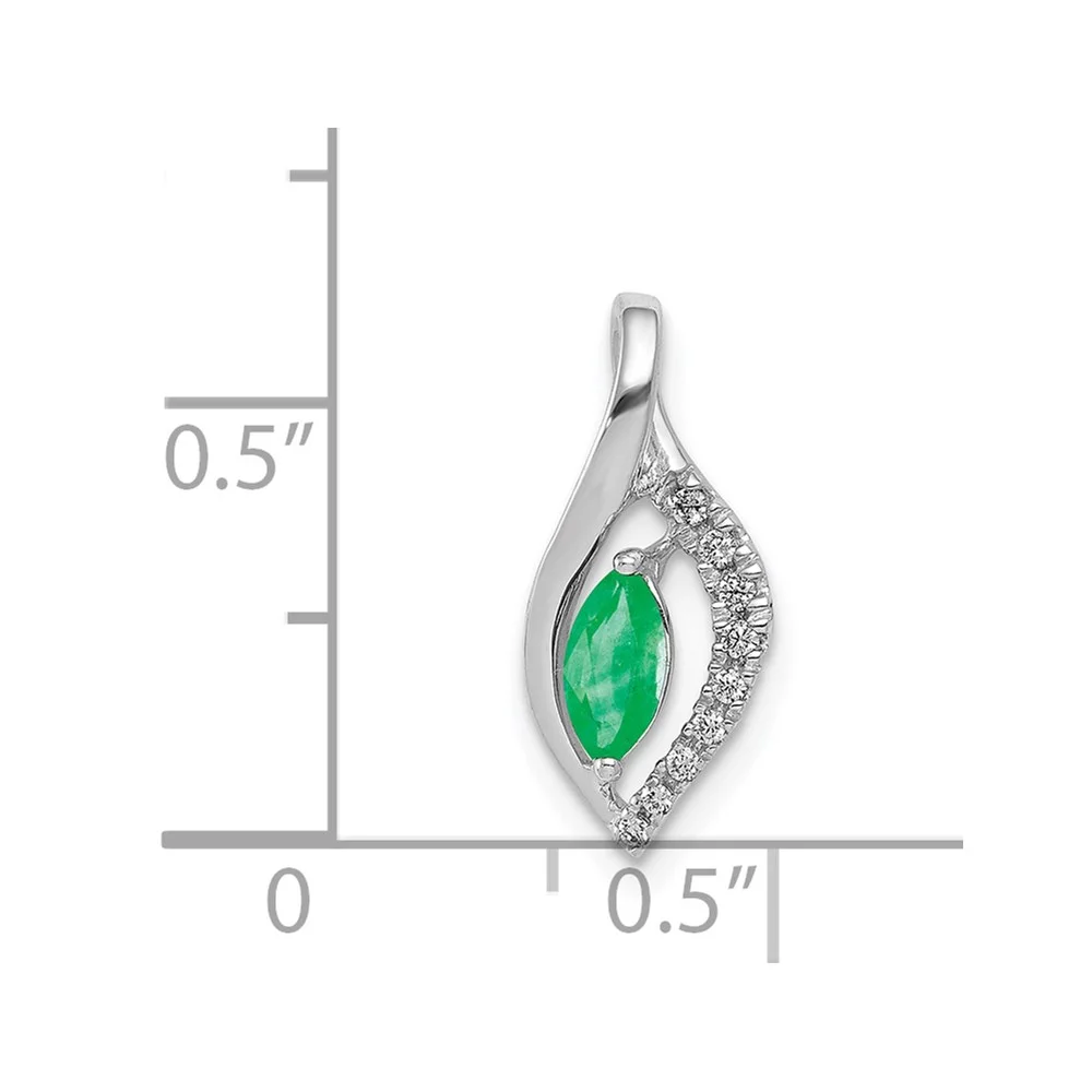 14k White Gold Diamond and Marquise Emerald Pendant QPM5267-EM-005-WA