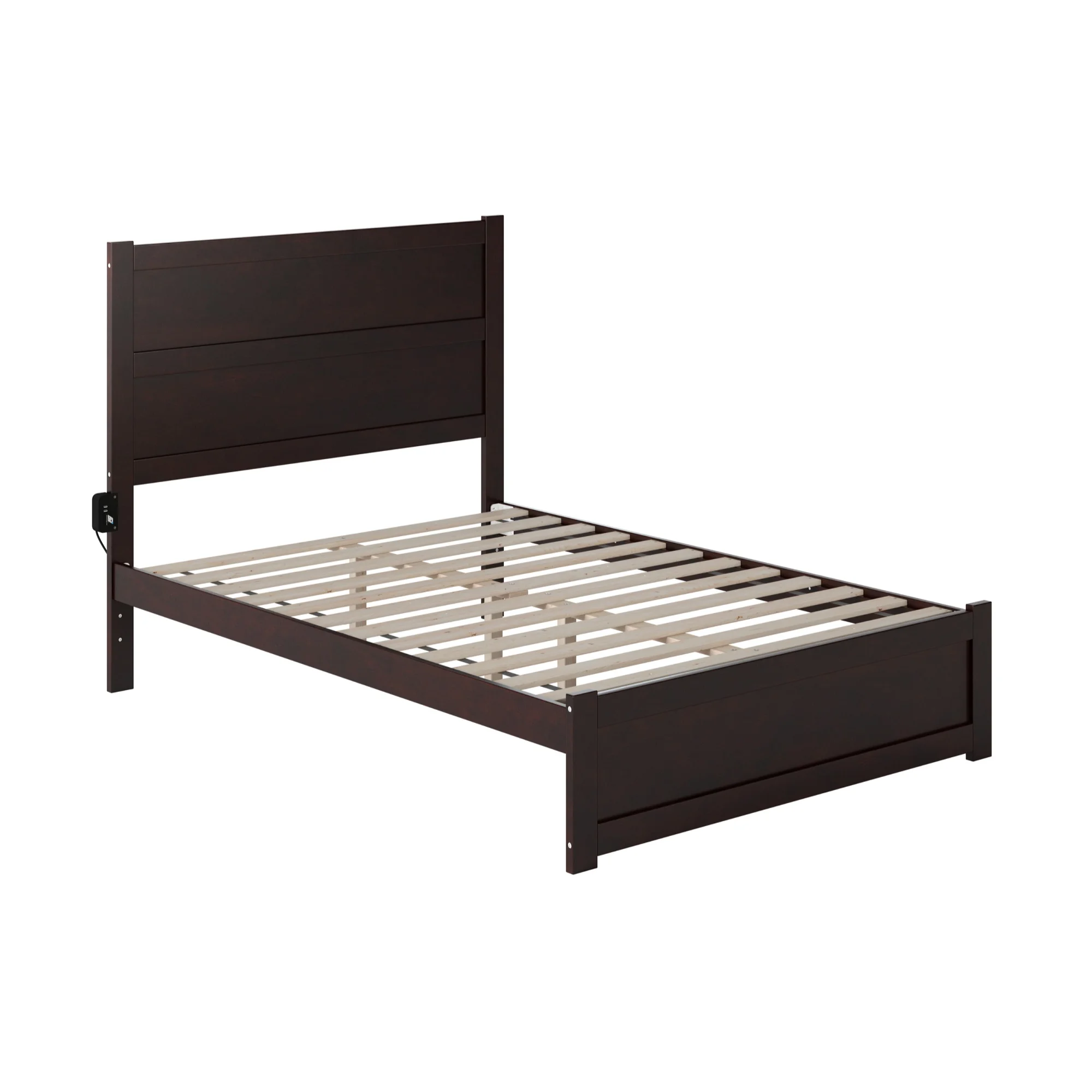AFI NoHo Full Solid Wood Bed with Footboard and USB Charging Station in Espresso