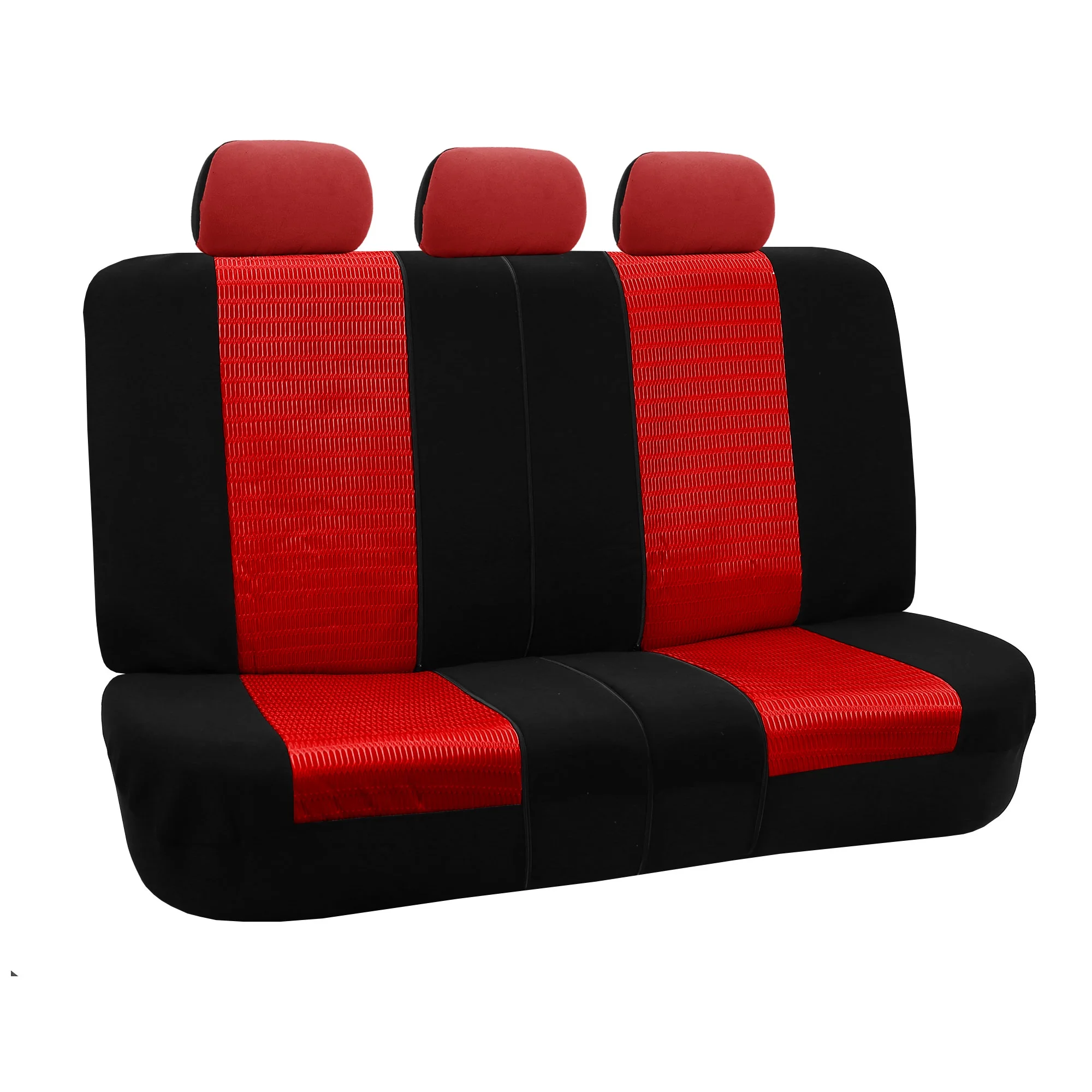 FH Group Trendy Elegence Airbag Compatible and Split Bench 7 Seaters Car Van Seat Covers, Full Set, Red and Black