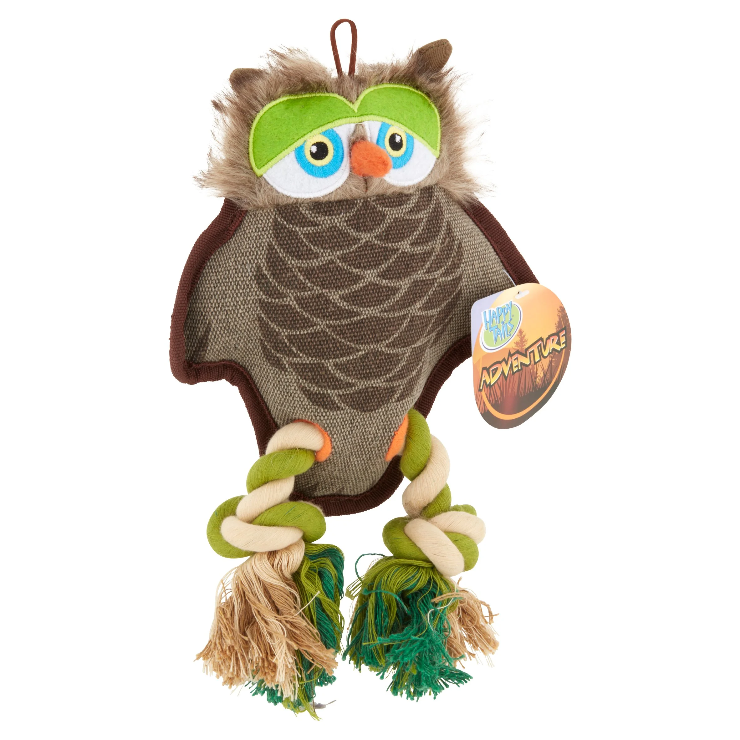 Happy Tails Adventure Canvas Plush Stuffed Owl Dog Toy
