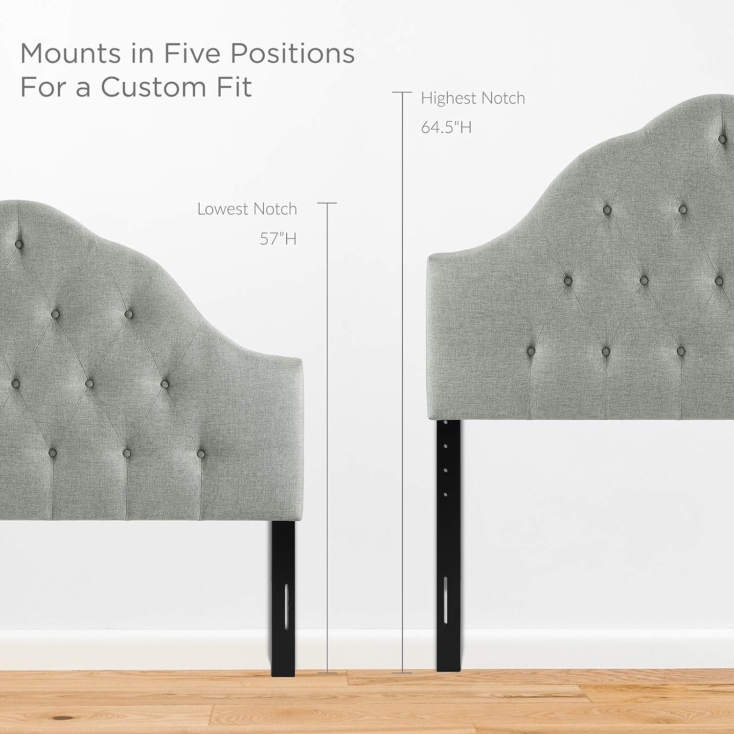 Sovereign Tufted Button Linen Fabric Upholstered King Headboard In Gray