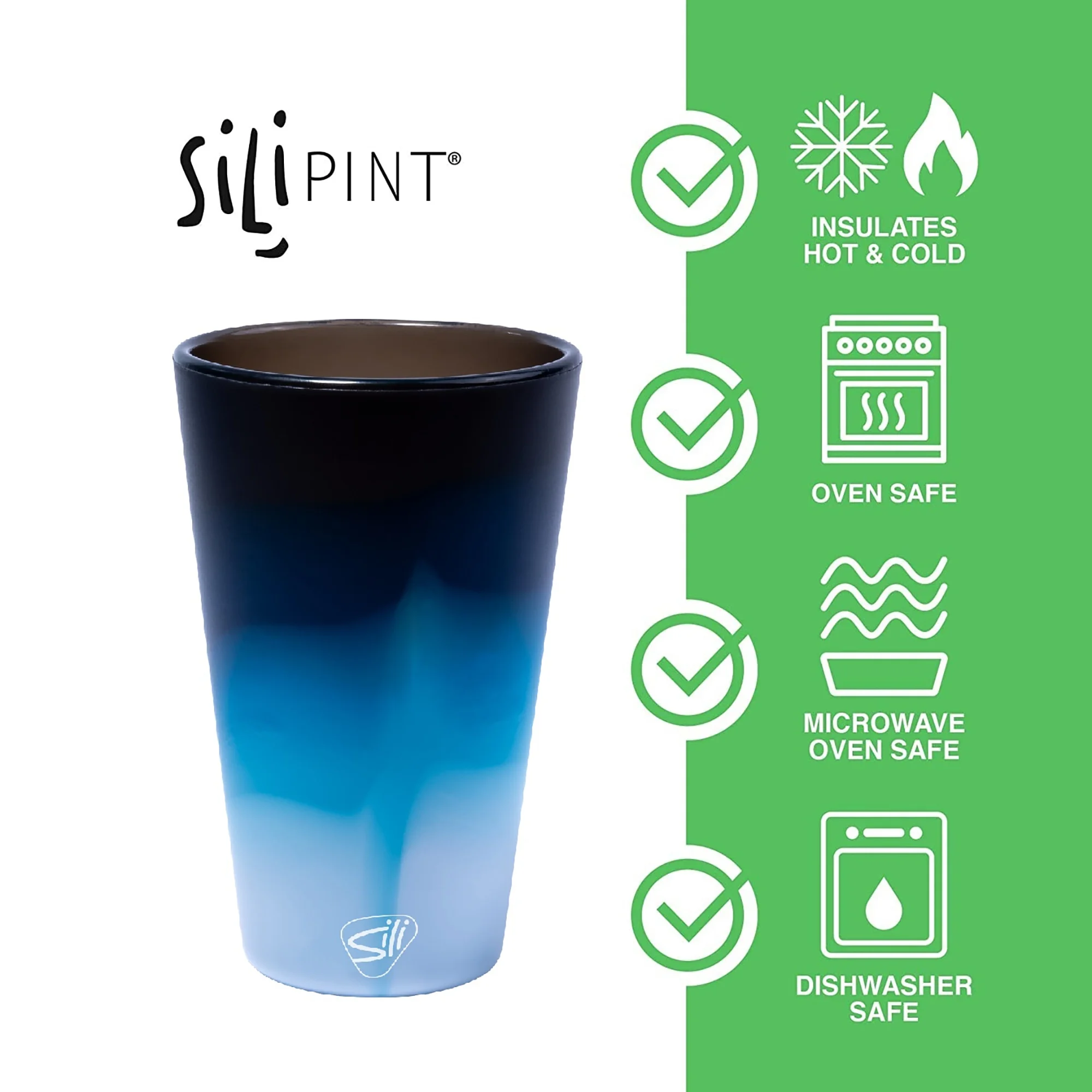 Silipint: Silicone Pint Glasses: 4 Pack - Aurora, Moon Beam, Desert Sun, Mountain Air - Unbreakable, Flexible, Hot/Cold