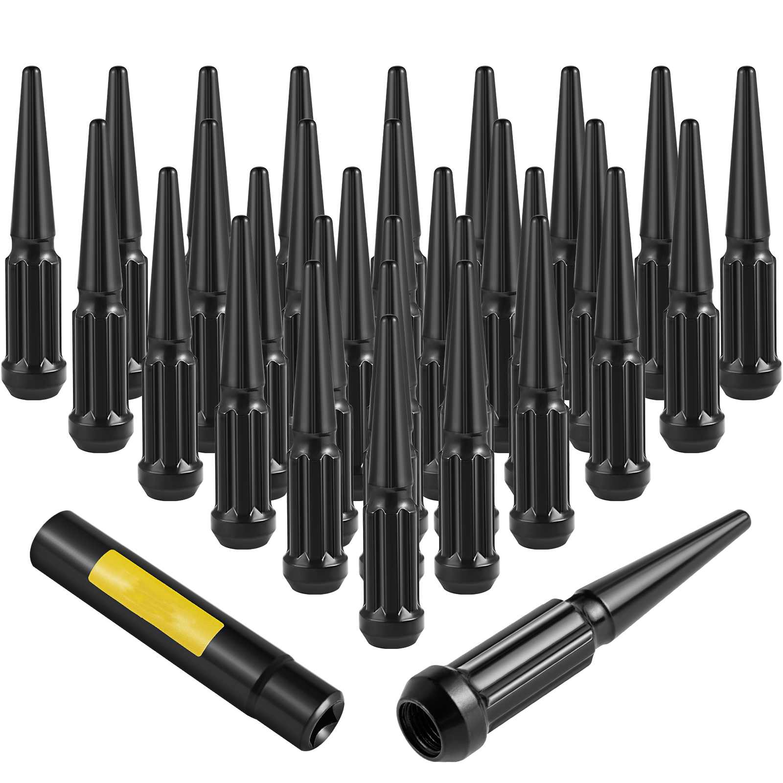 BENTISM 32 PCS Chrome Spike Lug Nuts 14x1.5 Chevy Silverado Tahoe 4.4