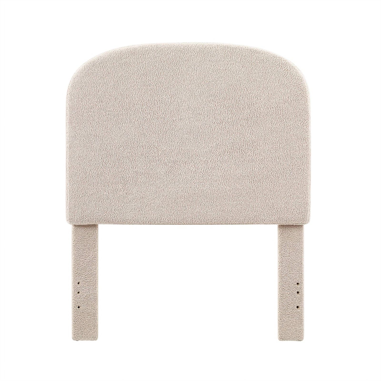 Linon Tristan Twin Sherpa Upholstered Rounded Headboard in Off White