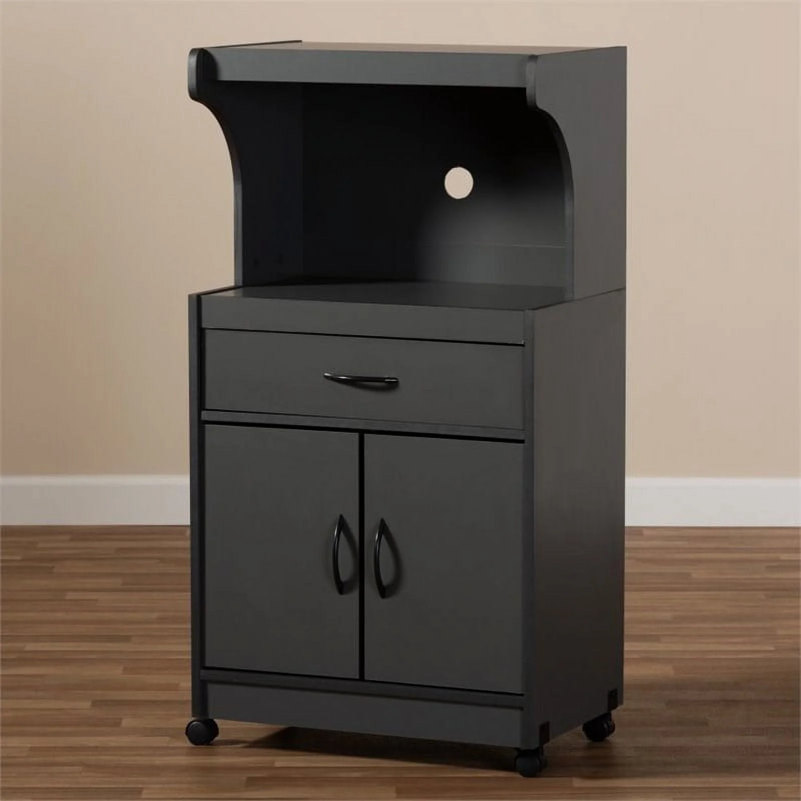 Bowery Hill Microwave Stand in Dark Grey