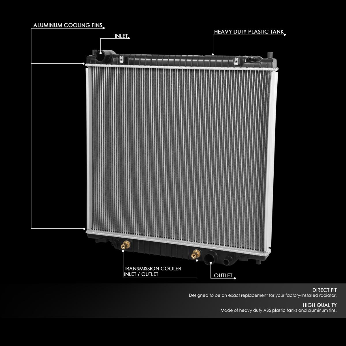 DNA Motoring OEM-RA-2170 Aluminum Radiator For 1998-2005 Ford F150 F250 F350 Super Duty Excursion 5.4L AT 99 00 01 02 03 04