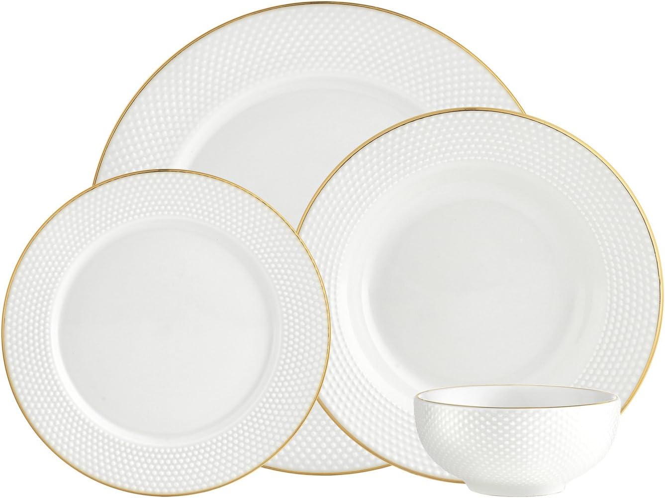 Dinnerware Set, Dinner Plates, Salad Plates, Coffee Mugs And Soup Bowl, Cereal Bowl, Rim 16 Piece Set