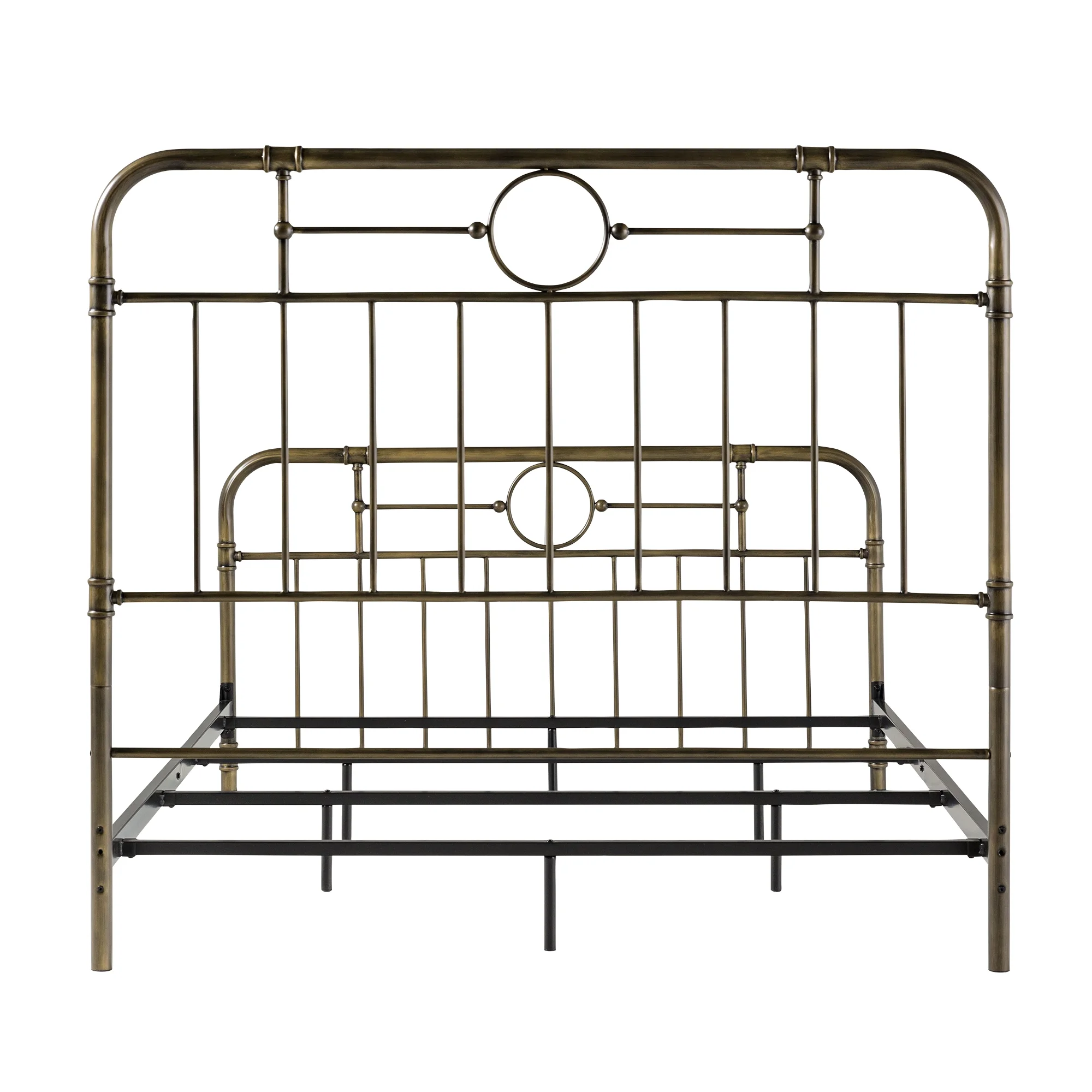 Walker Edison Scarlett Boho Farmhouse Antiqued Bronze Metal Pipe Queen Bed, Bronze
