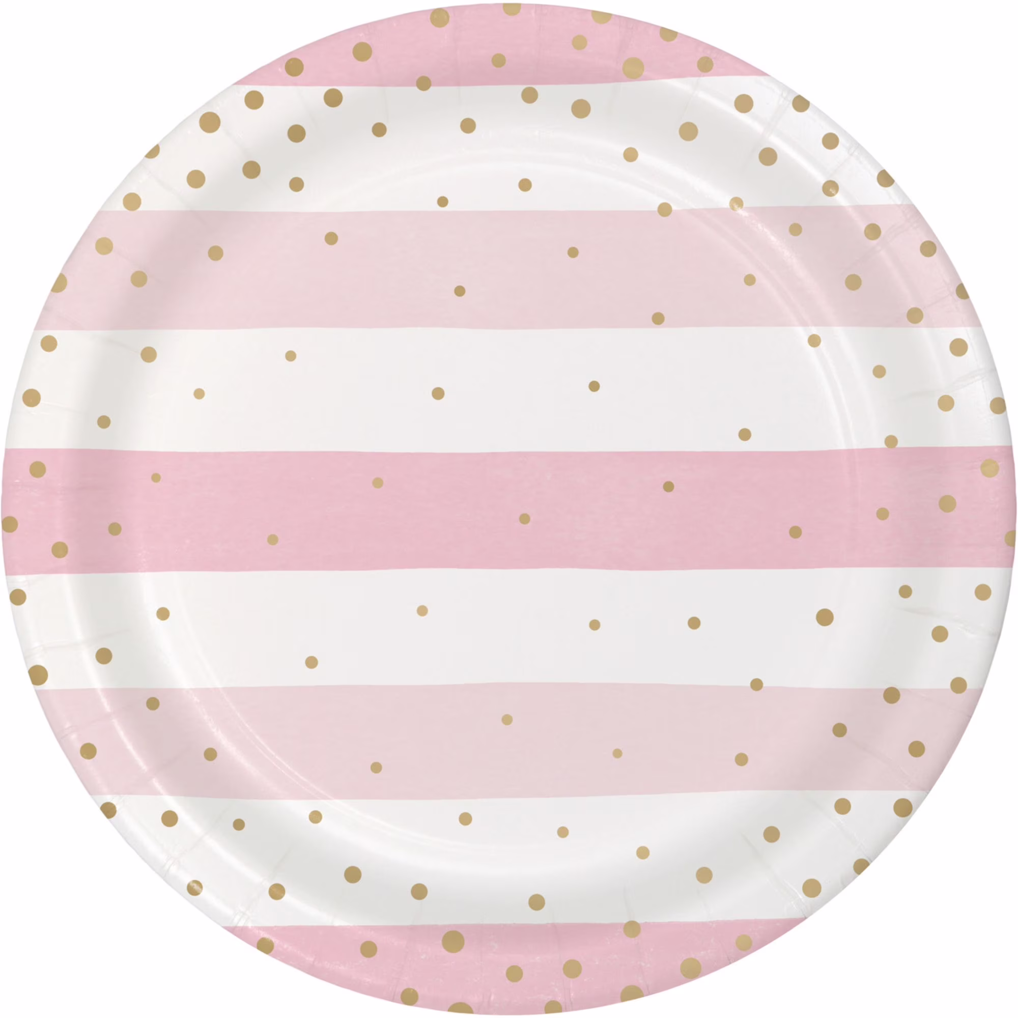 Party Central Club Pack of 96 Pink and Gold Disposable Striped Paper Round Party Plates 9