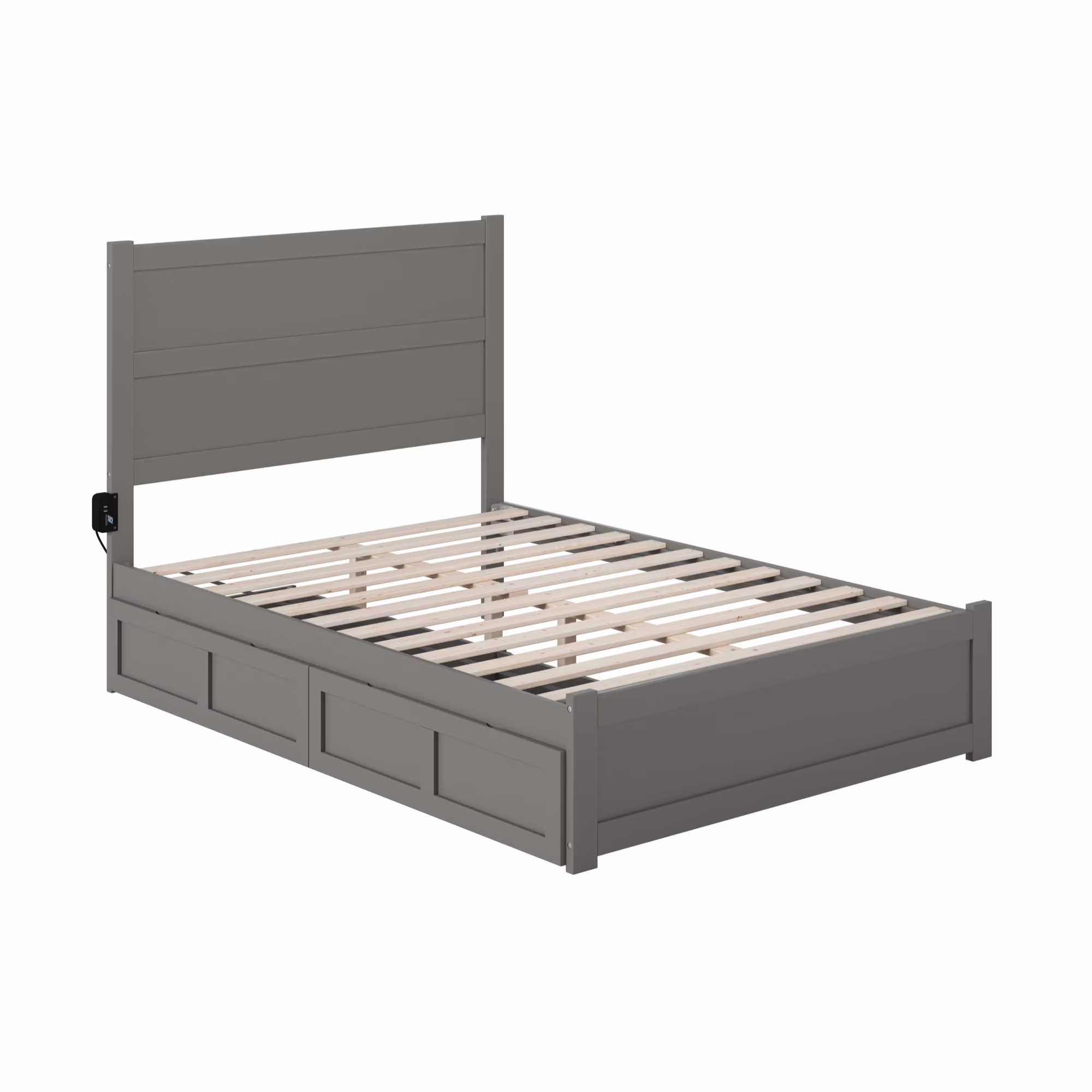 AFI NoHo Wood Full Bed with Footboard and 2 Drawers in Gray