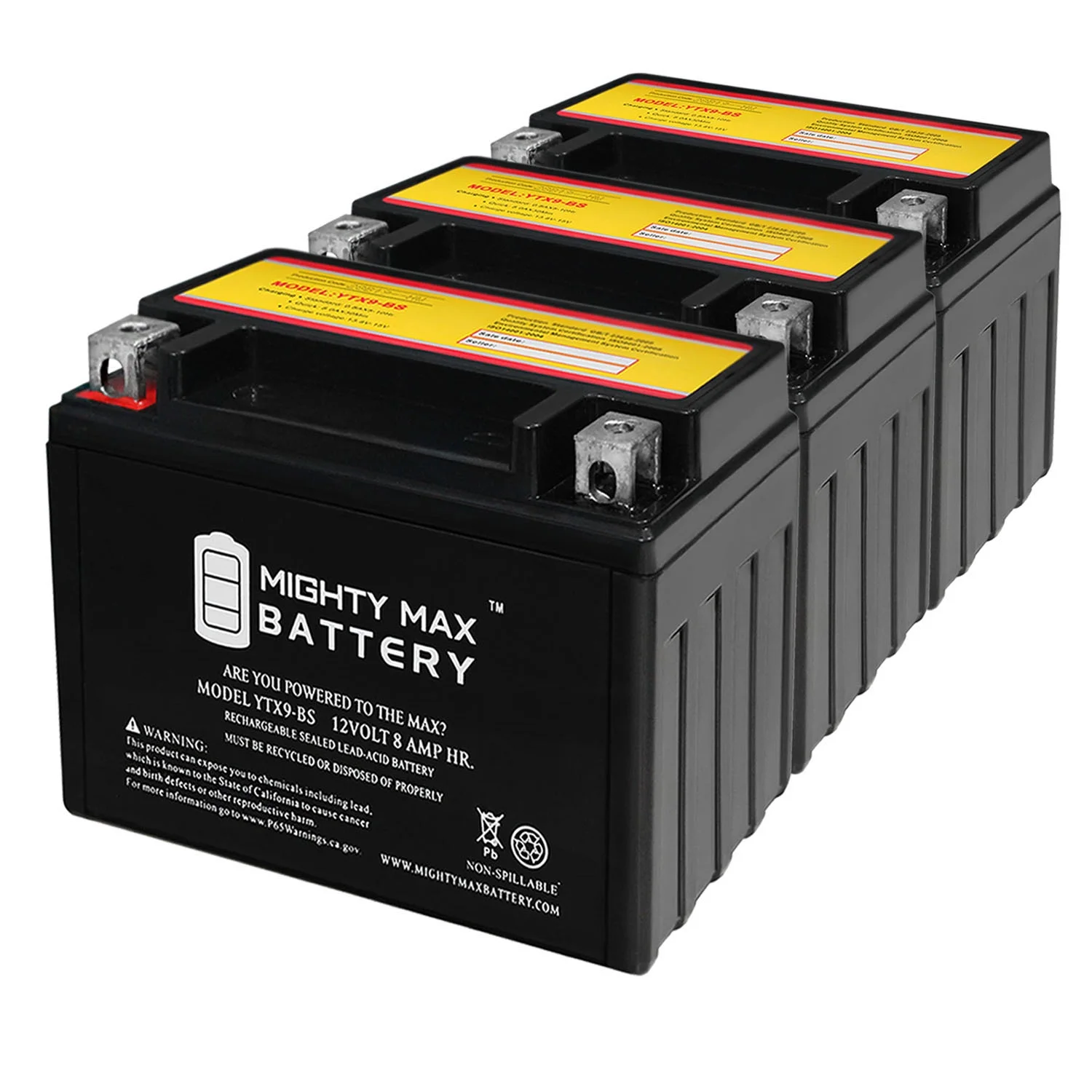 YTX9-BS BATTERY FOR HONDA RVF750R RC45 750CC '94 120 CCA - 3 Pack