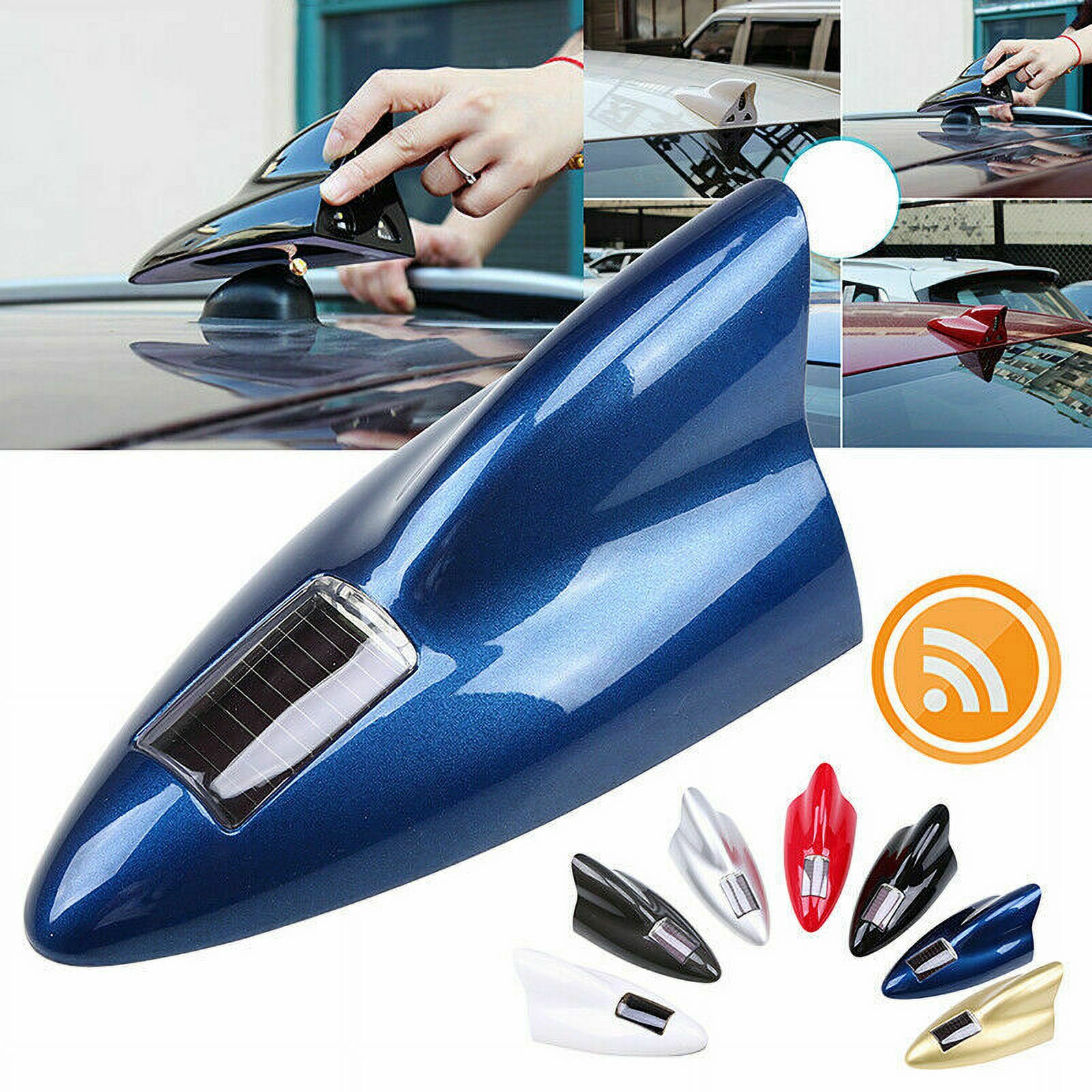 Solar Anti-tailing Antenna Decoration Light Solar Shark Fin Antenna Roof Top Tail Modification Lamp Anti-Tailing LED Flashing 8 Lights Car Accessories