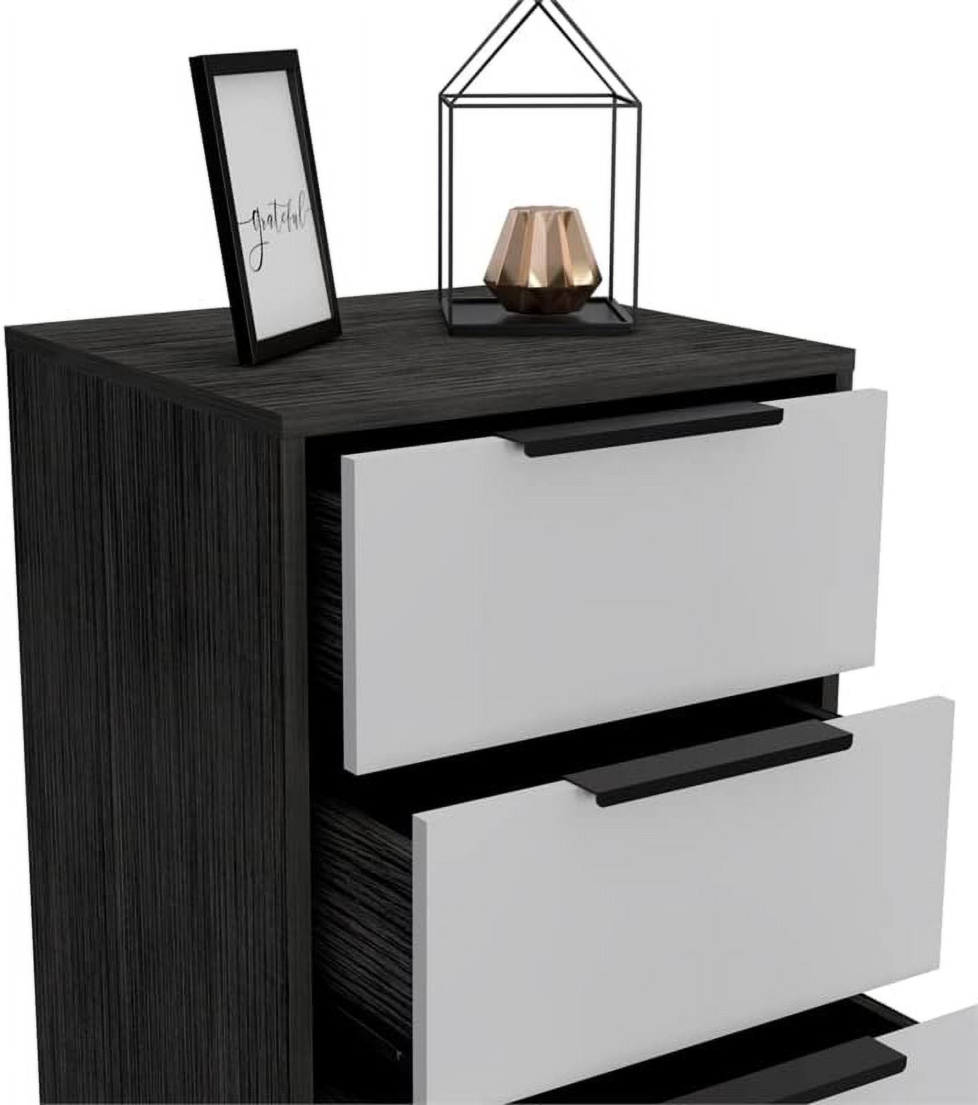 xrboomlife Modern 5-Drawer Engineered Wood Dresser in Smoky Oak/White