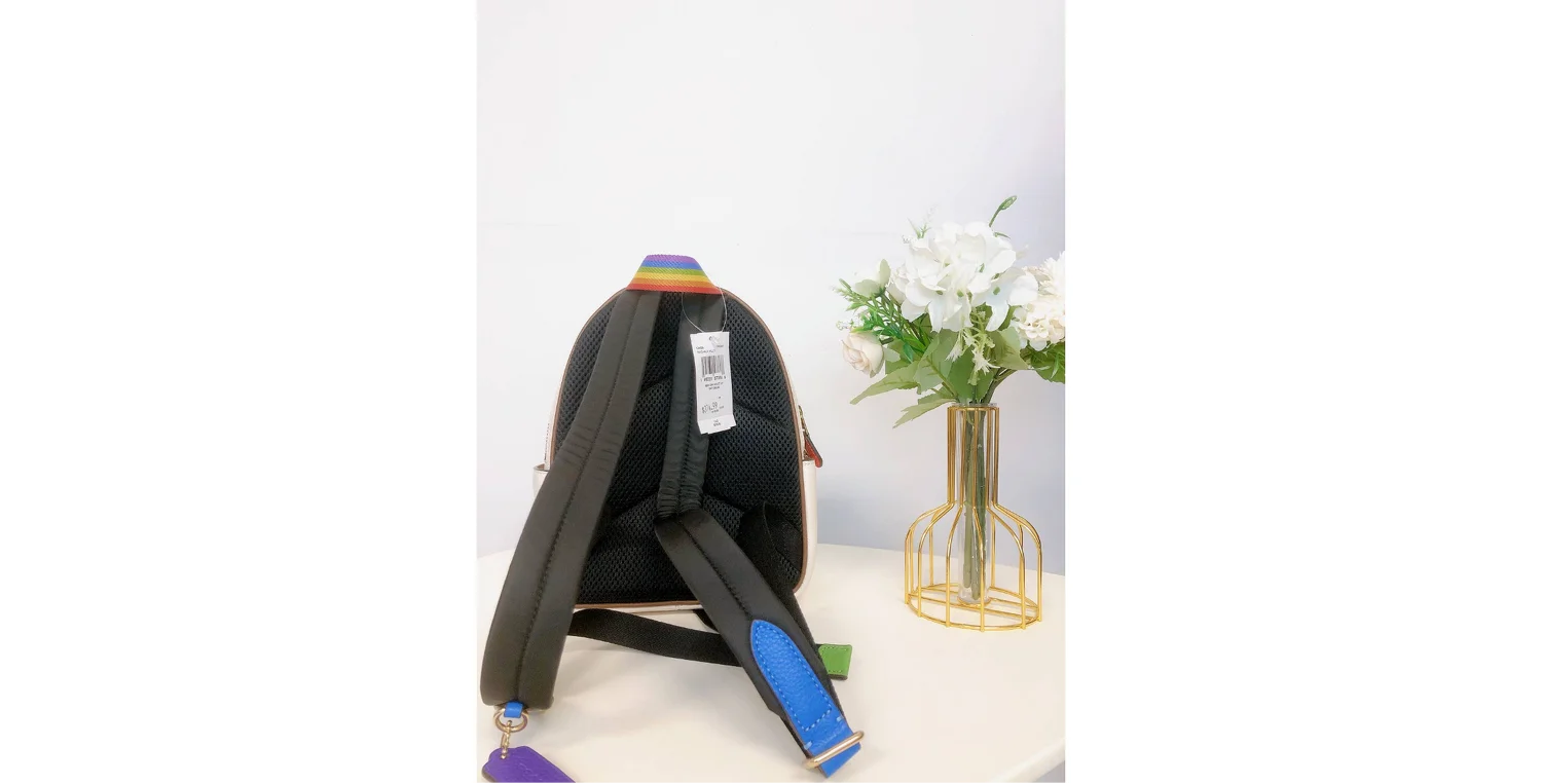 Coach (CA624) Mini Court Signature Rainbow Logo Chalk Multi Shoulder Backpack