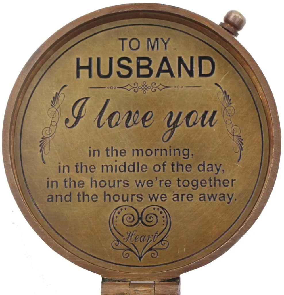 Rii Brand Brass Engraved Antique Color Working Compass with Case