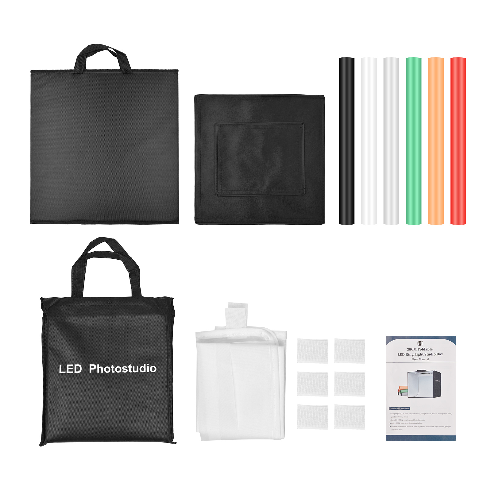 Aibecy 40cm/ 16inch Foldable LED Light Tent Portable Tabletop Photo Studio Light Box 128pcs LED Beads Bi-Color Temperature Adjustable Brightness with 6pcs Color Backdrops(White/Black/Grey/Red/Green