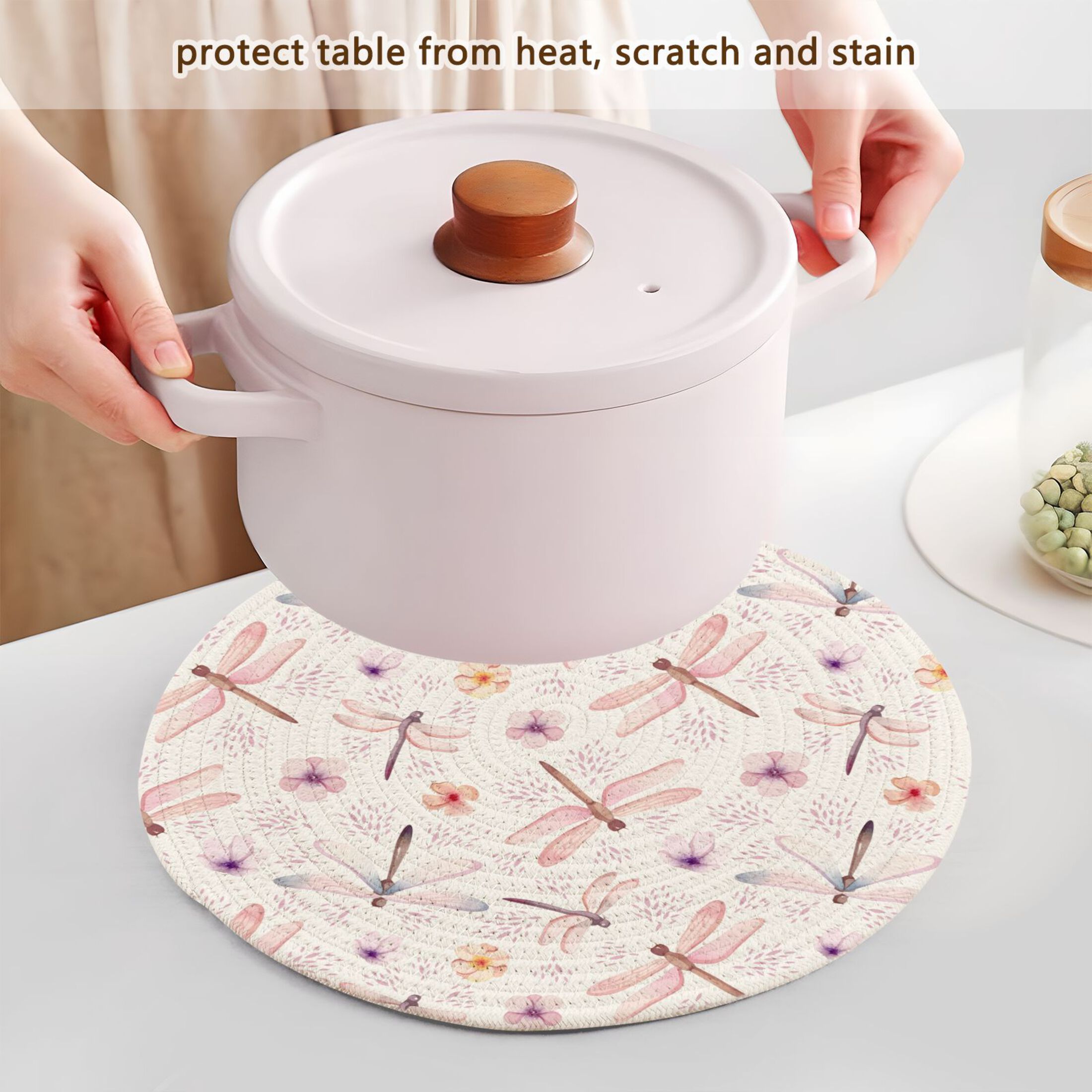 Pink Dragonflies 3 PCs Pot Holders Trivets Kitchen 15