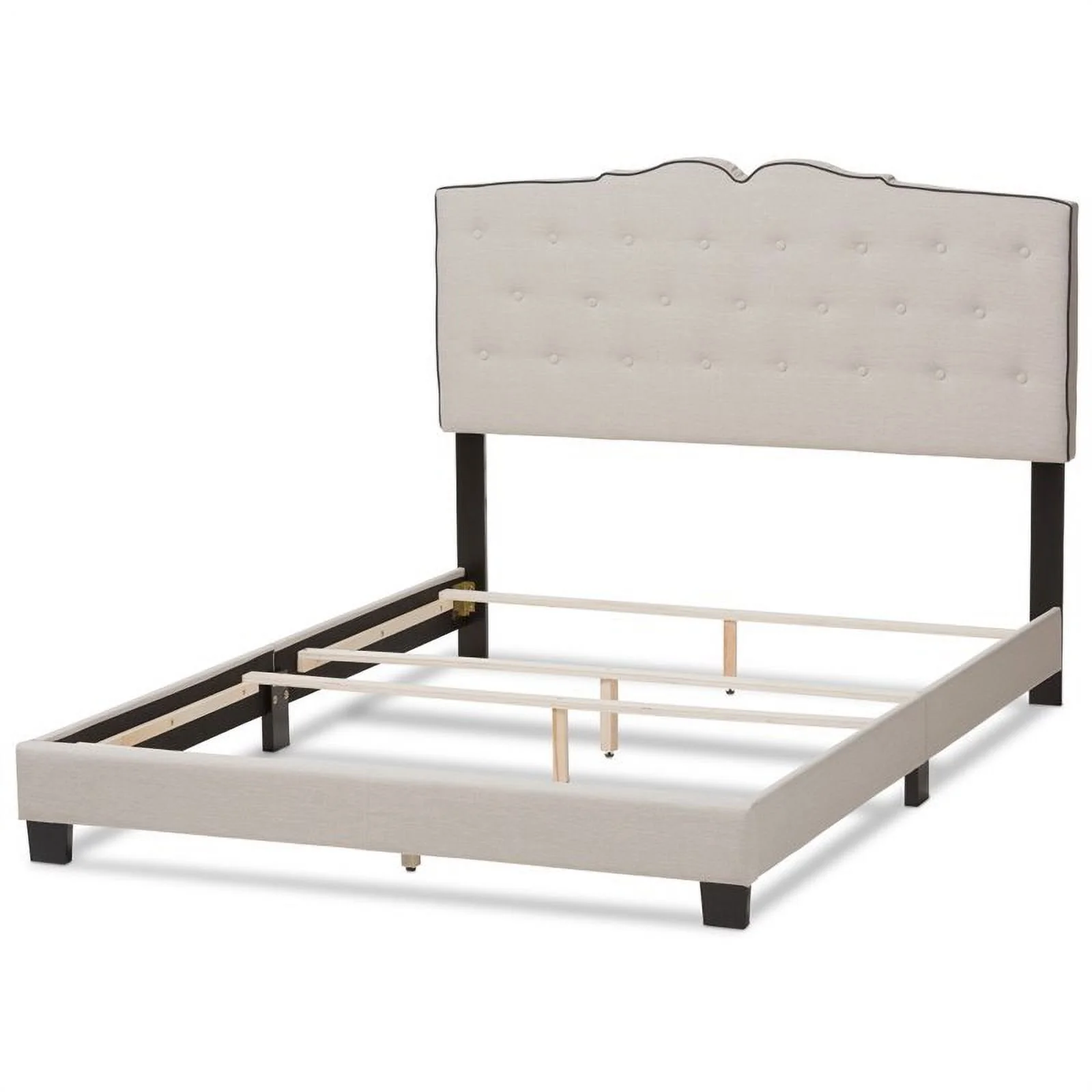 Bowery Hill Fabric Tufted King Bed in Light Beige