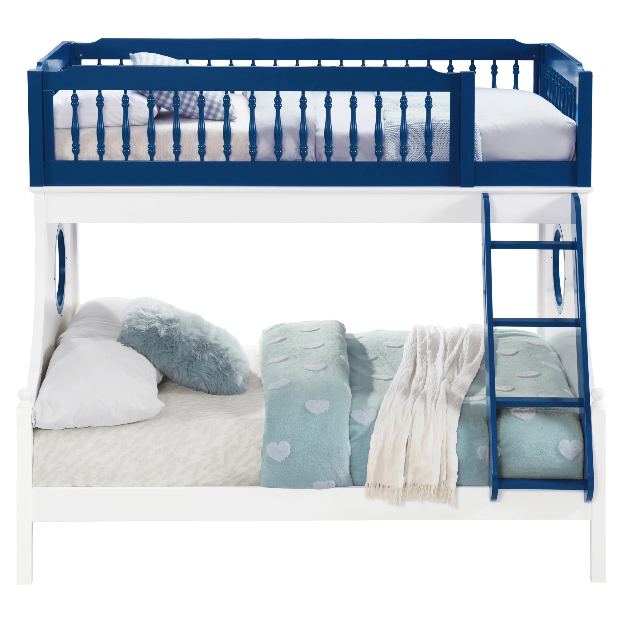 ACME Farah Twin over Full Bunk Bed in Navy Blue and White