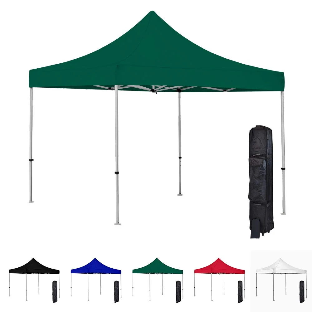 Green 10x10 Instant Canopy Tent - Commercial-Grade Aluminum Frame - Water Resistant Canopy Top - Includes Wheeled Canopy Bag and Premium Stake Kit (5 Color Options)