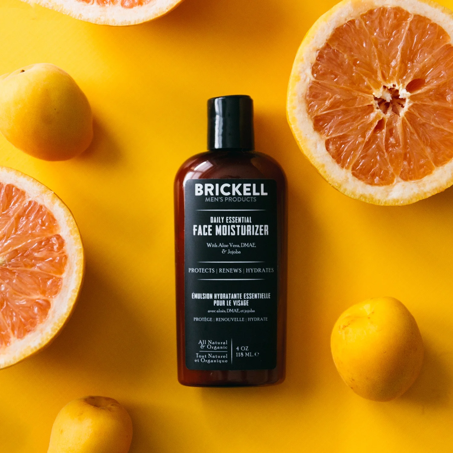 Brickell Men's Daily Essential Face Moisturizer for Men, Natural and Organic Fast-Absorbing Face Lotion with Hyaluronic Acid, Green Tea, and Jojoba, 4 oz, Scented