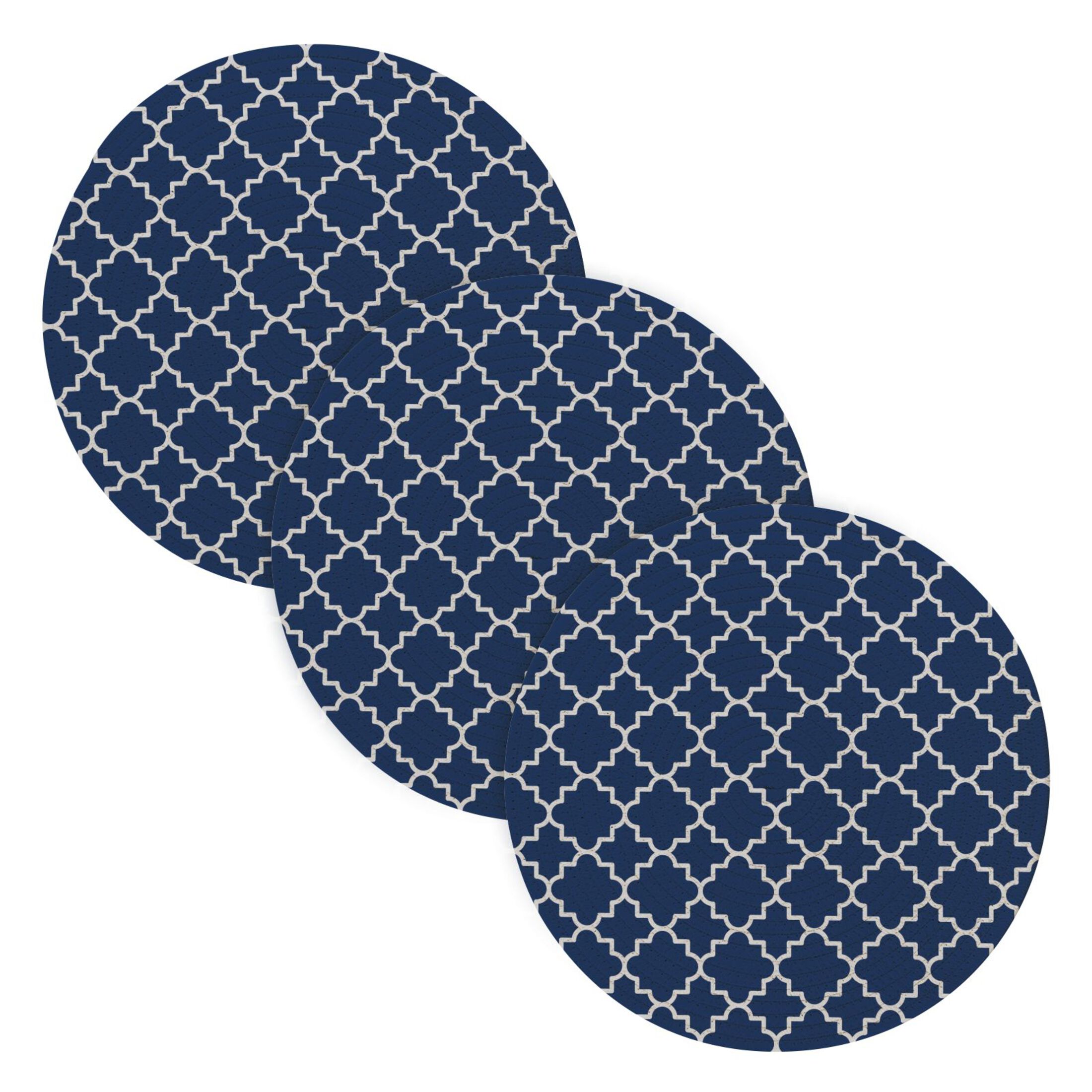 Blue with Lattice 3 PCs Pot Holders Trivets Kitchen 15