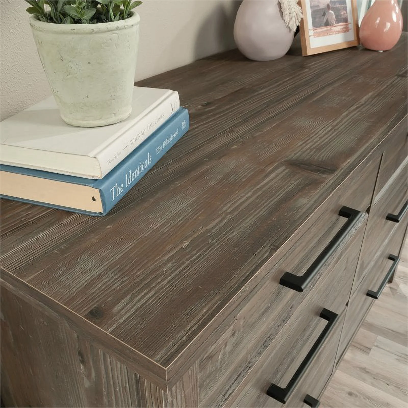 Pemberly Row Engineered Wood 6-Drawer Bedroom Dresser in Pebble Pine