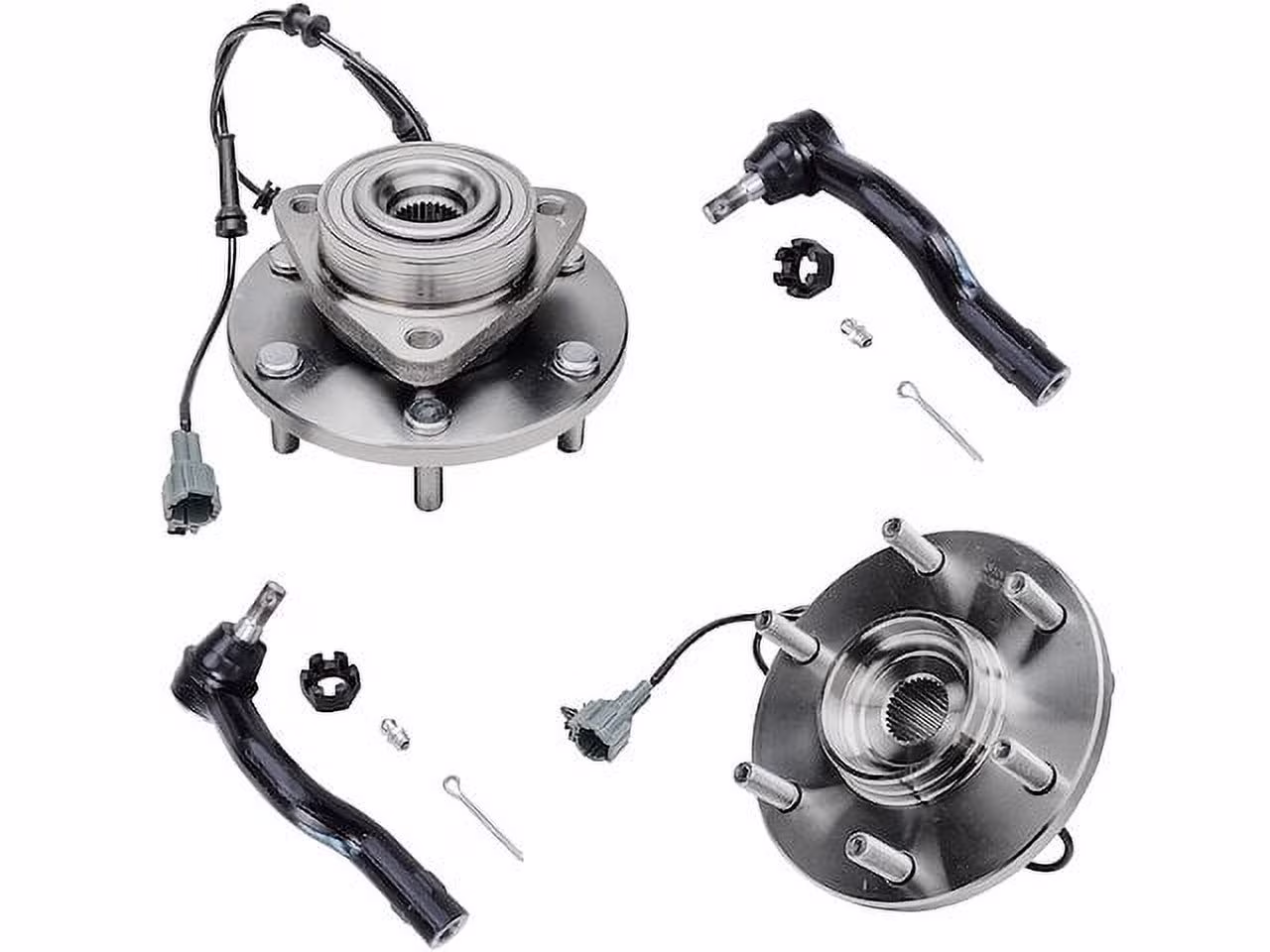 Front Wheel Hub Assembly and Tie Rod End Kit - Compatible with 2005 - 2007 Nissan Armada 2006