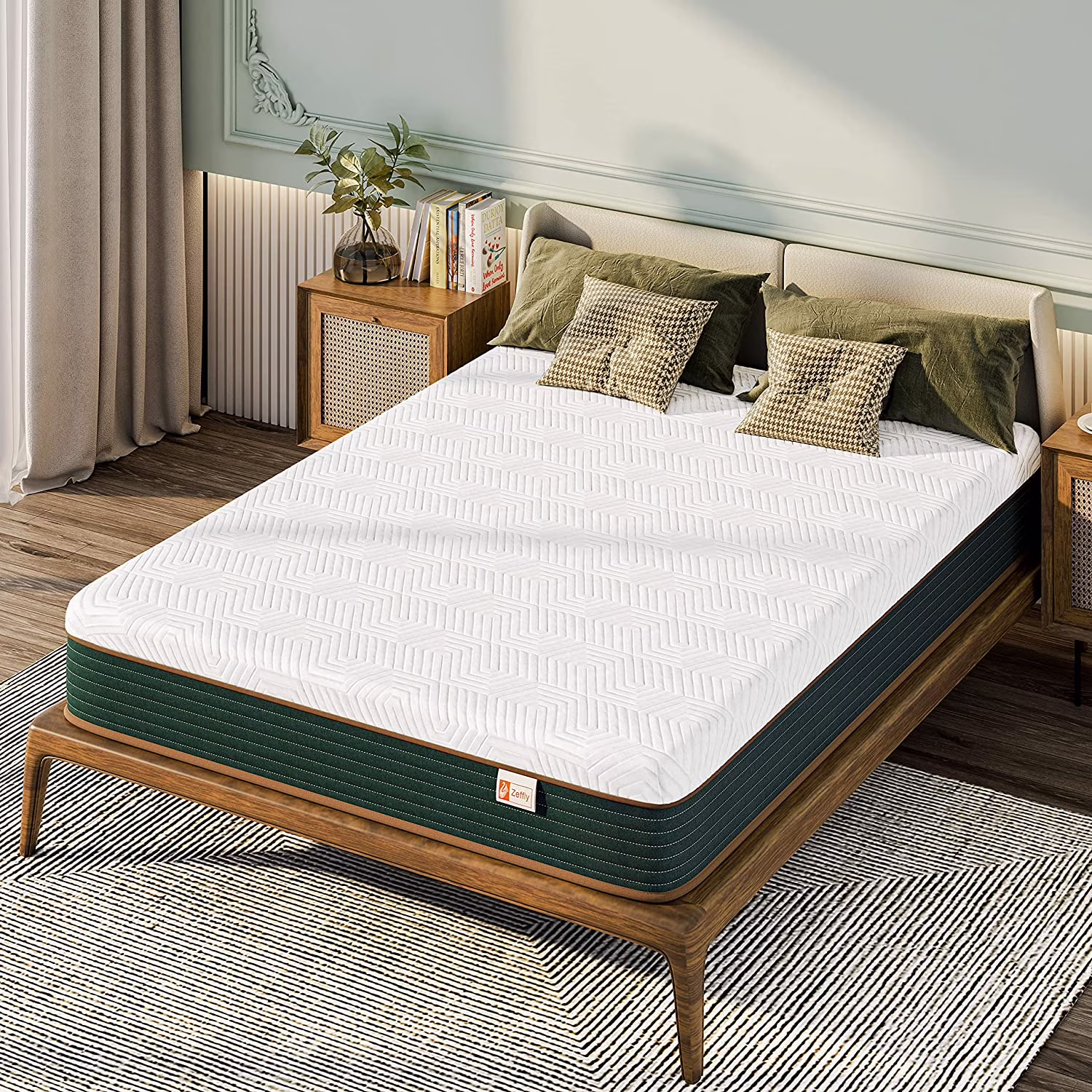 Zeffly Mattress 10 Inch Queen Mattresses Innerspring Gel Memory Foam Mattress in a Box