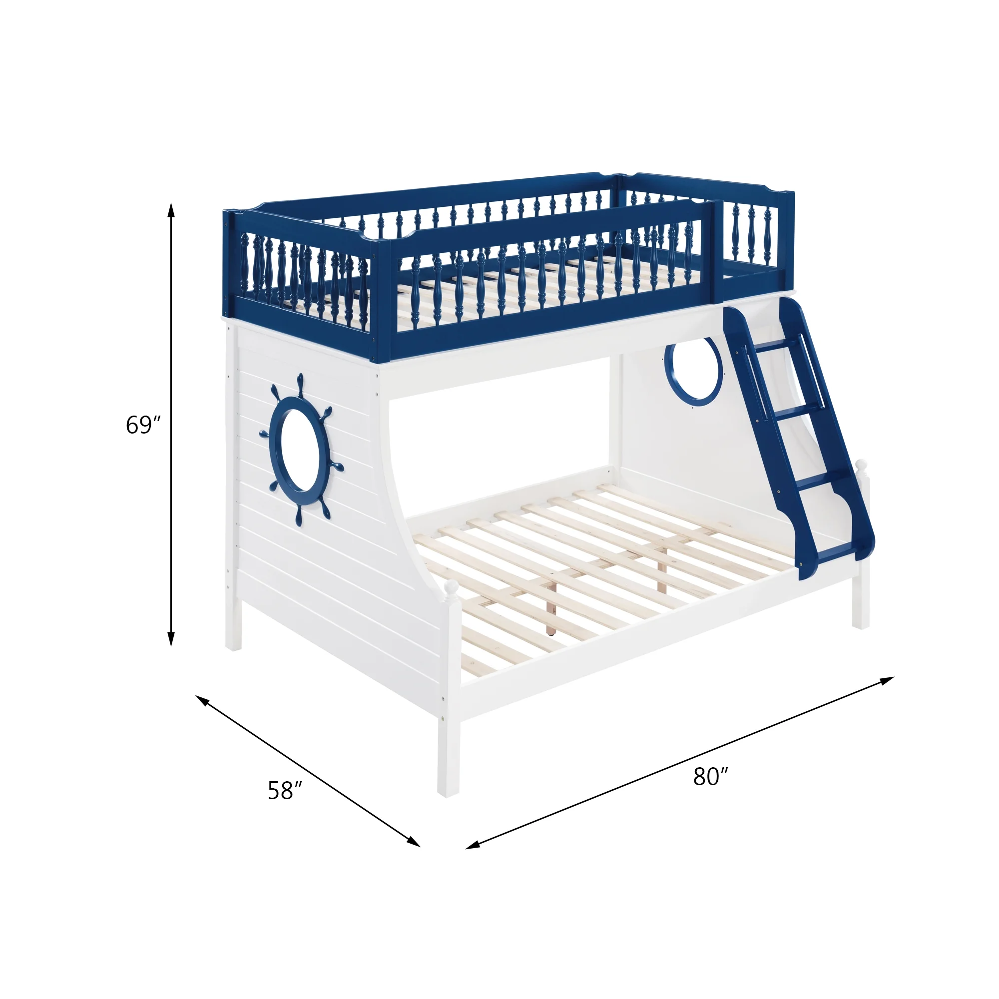 ACME Farah Twin over Full Bunk Bed in Navy Blue and White