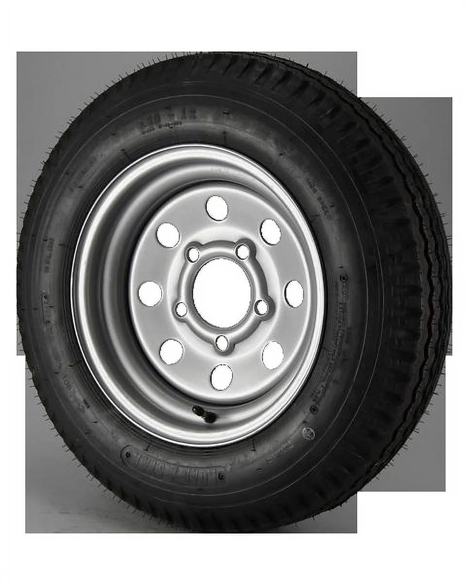 4.80X12 Loadstar Trailer Tire LRB on 5 Bolt Silver Mod Wheel