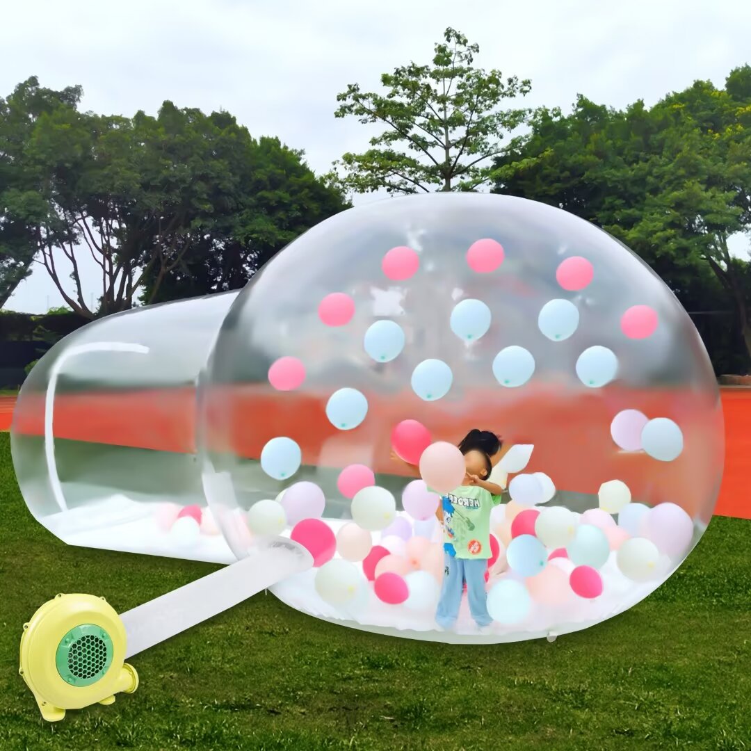 Oukaning Inflatable Bubble House PVC Clear Camping Bubble Tent with Air Blower Outdoor 3M