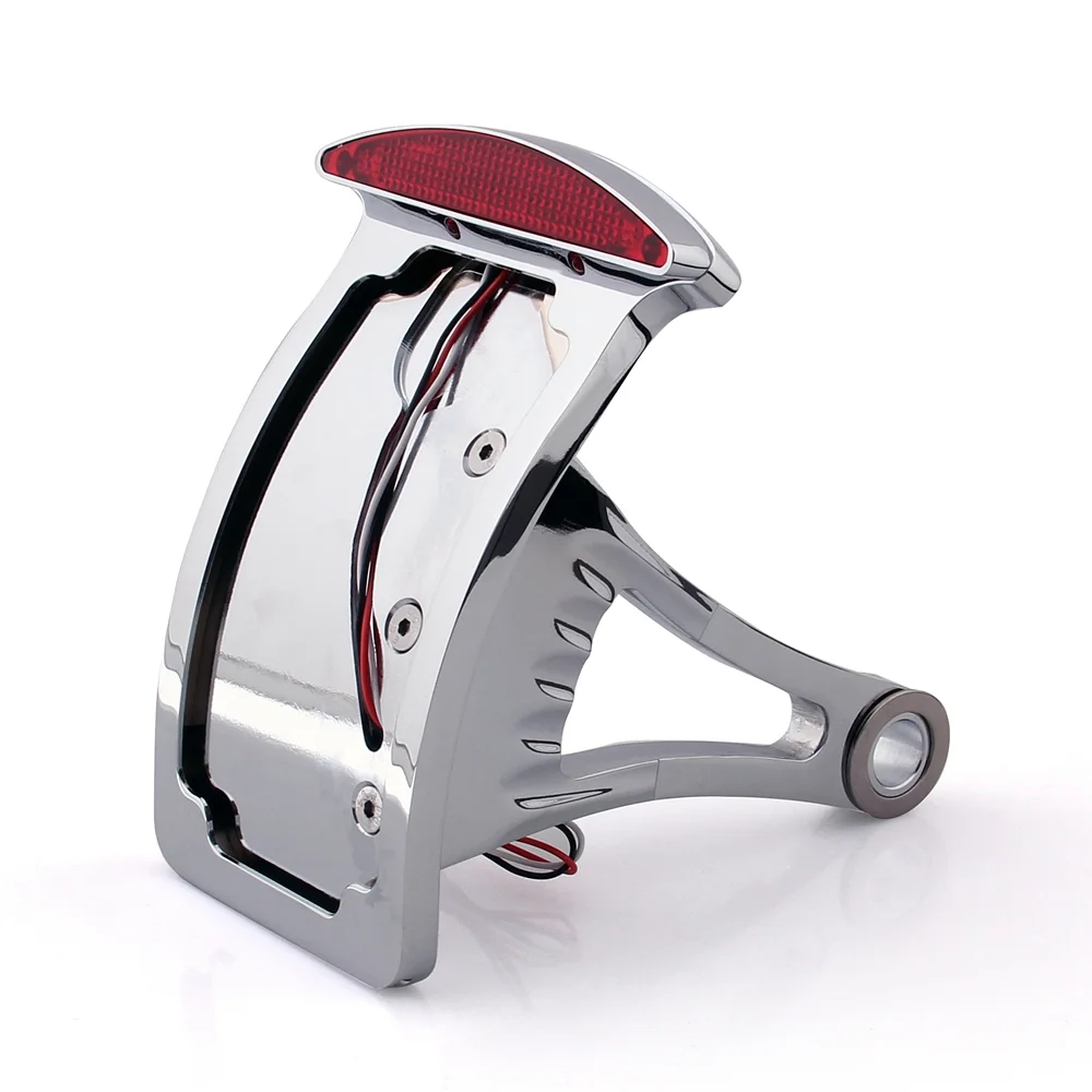 MotorGenic Side Axle Mount Chrome Billet License Plate Bracket Taillight Led Fit for Harley
