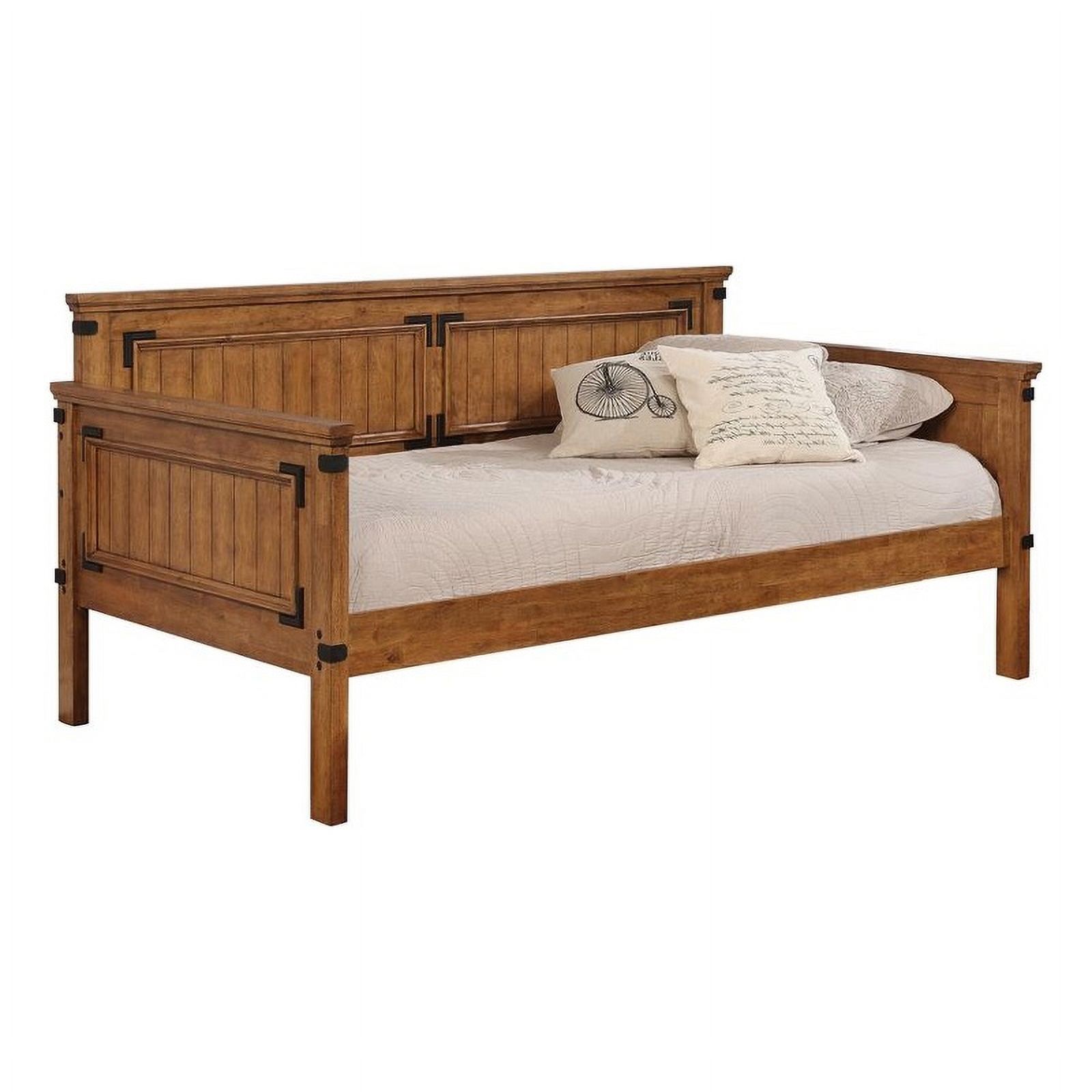 Pemberly Row Farmhouse Solid Wood Twin Daybed in Brown Finish