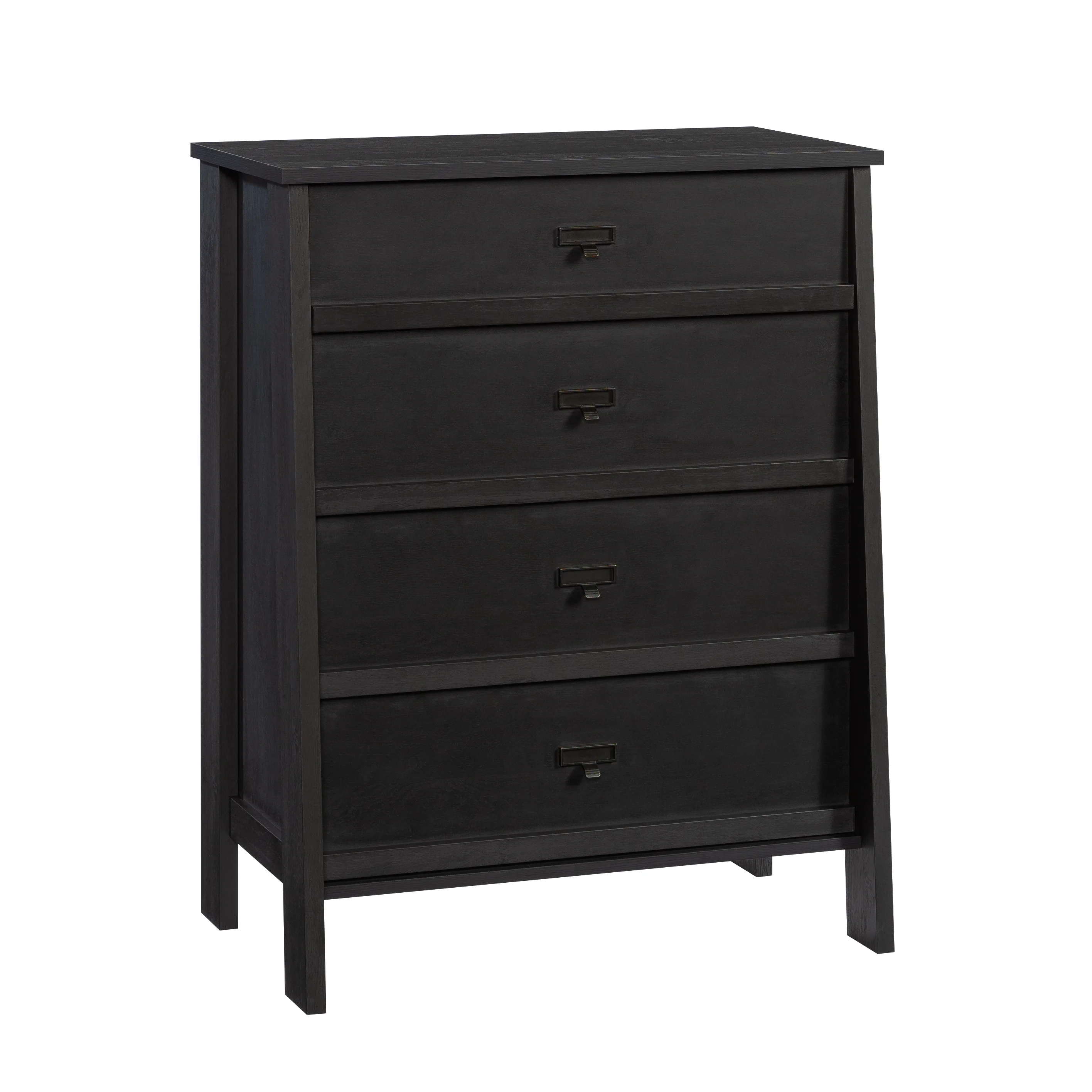 Sauder Trestle 4-Drawer Bedroom Dresser in Raven Oak, Raven Oak Finish