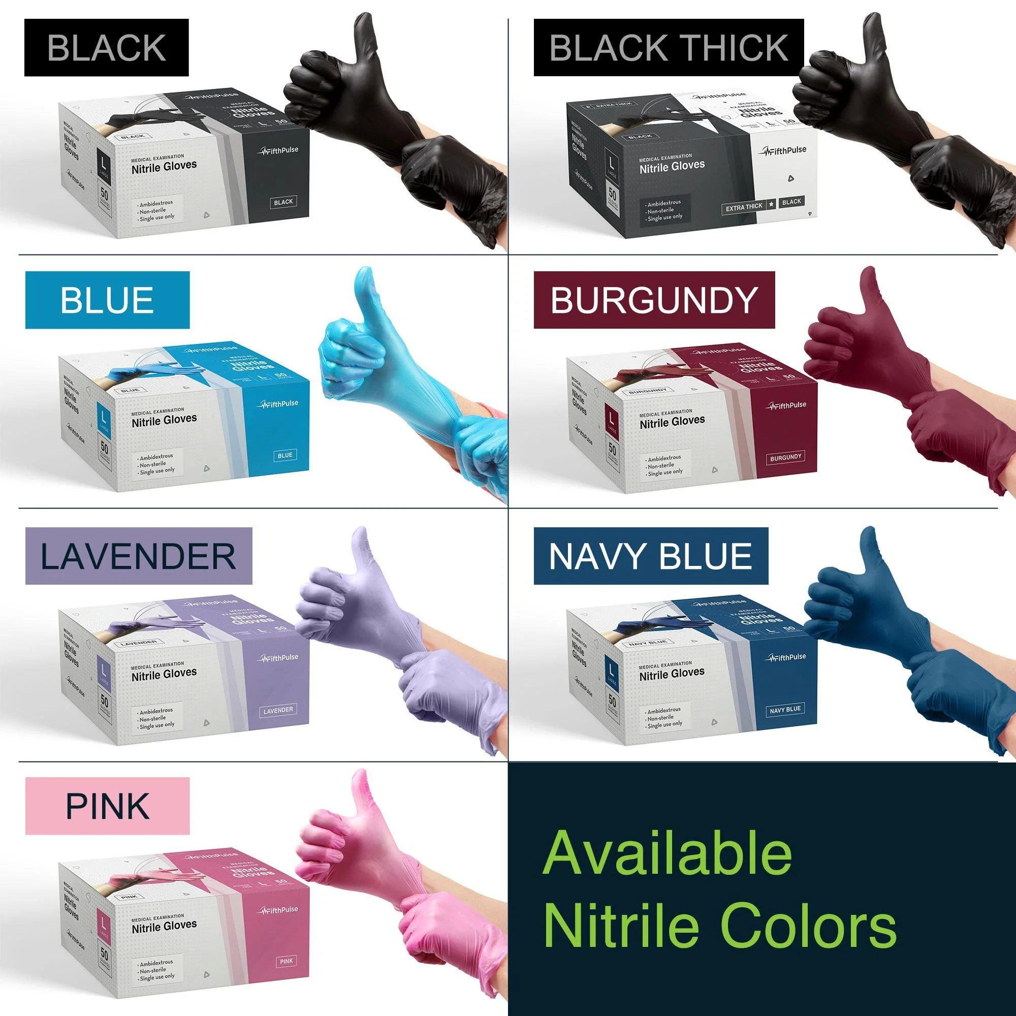 FifthPulse Extra Thick Black Heavy Duty Nitrile Disposable Gloves - 200 -XL-Powder and Latex Free - Mechanic Gloves