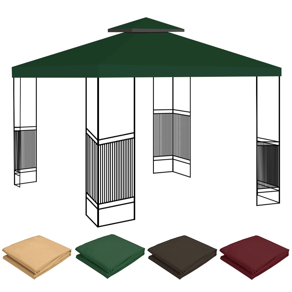 Lovote 2-Tier 10'x10' Replacement Gazebo Canopy Top Patio Cover Square Garden Roof Tent Anti-UV Sunshade Green