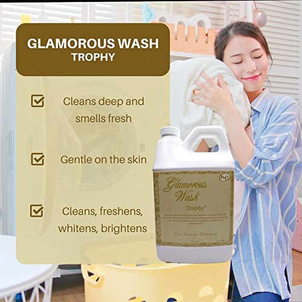 Tyler Candle Company Glamorous Wash Trophy Scent Fine Laundry Liquid Detergent - Liquid Laundry Detergent for Clothing - Hand and Machine Washable - 1.89L 64 Fl Oz Container with Bonus Key Chain
