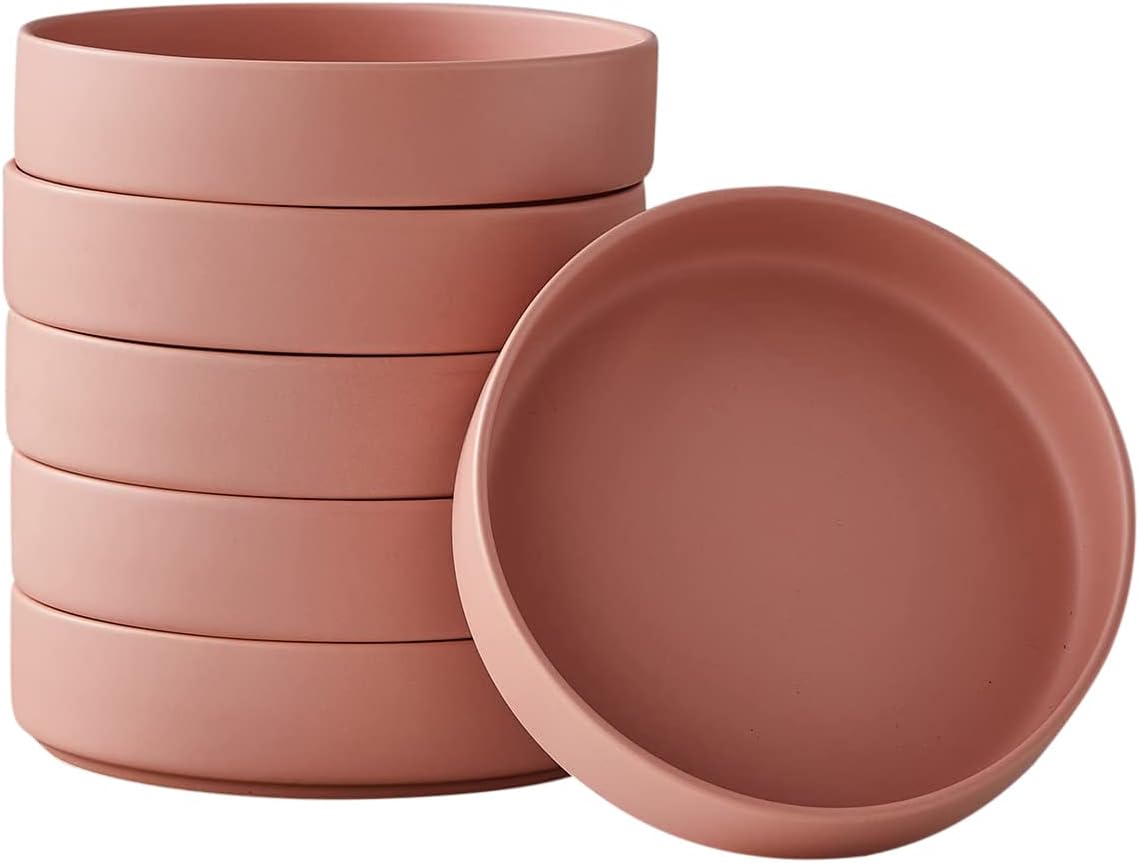 DIQIN Stella Dinner Plate 6-Piece Set, Round, Porcelain, Blush