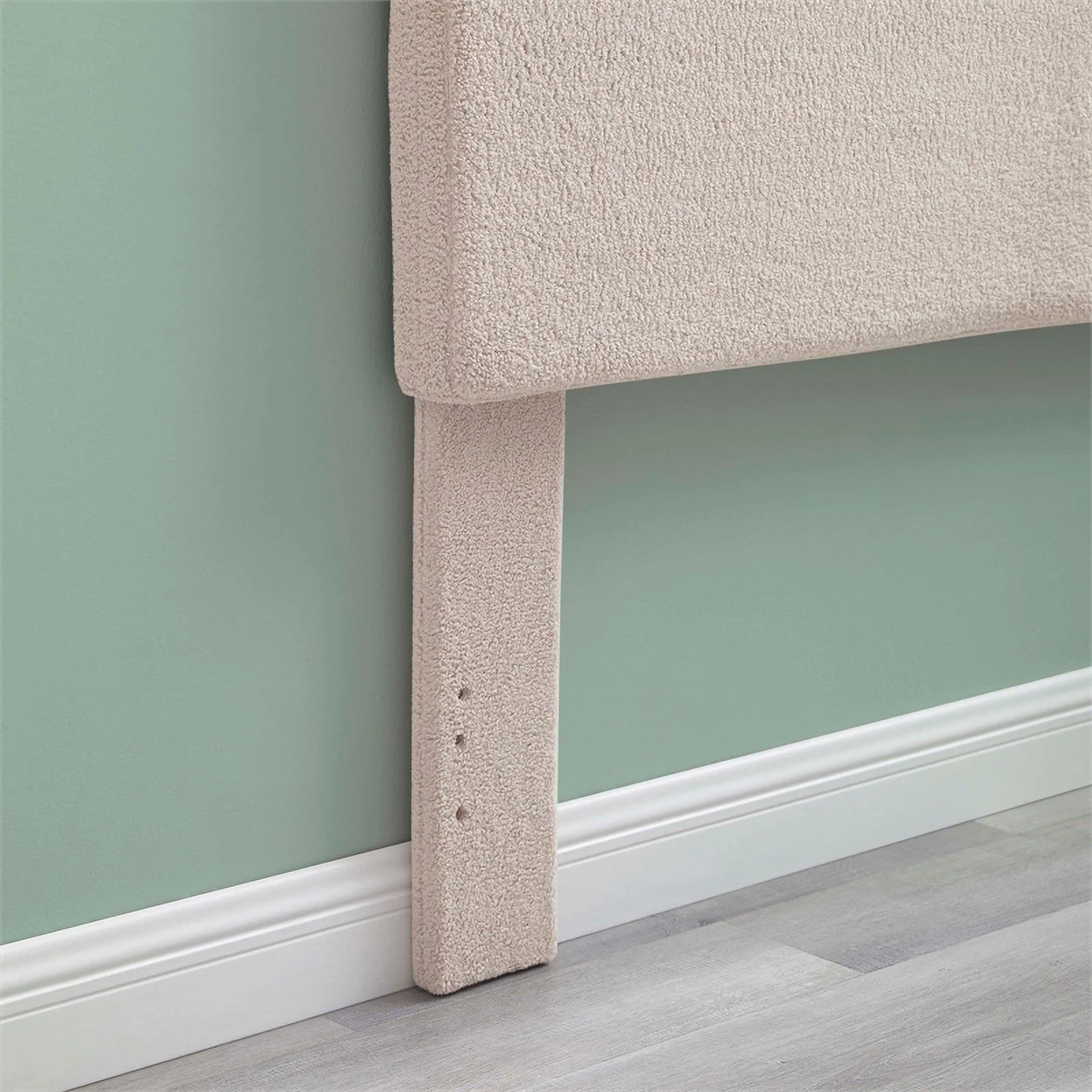 Linon Tristan Full Queen Sherpa Upholstered Rounded Headboard in Off White